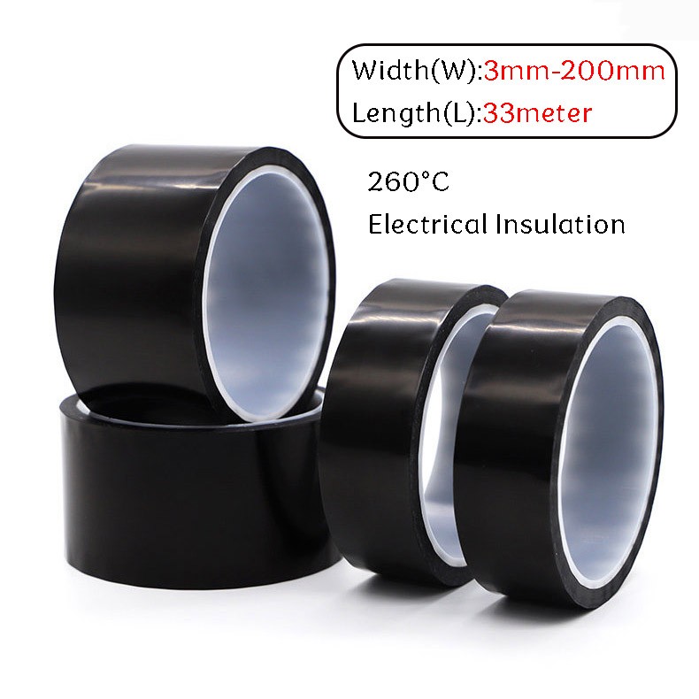 Black Kapton Polyimide Tape Heat Resistant Adhesive Insulation 3mm – 200mm Width