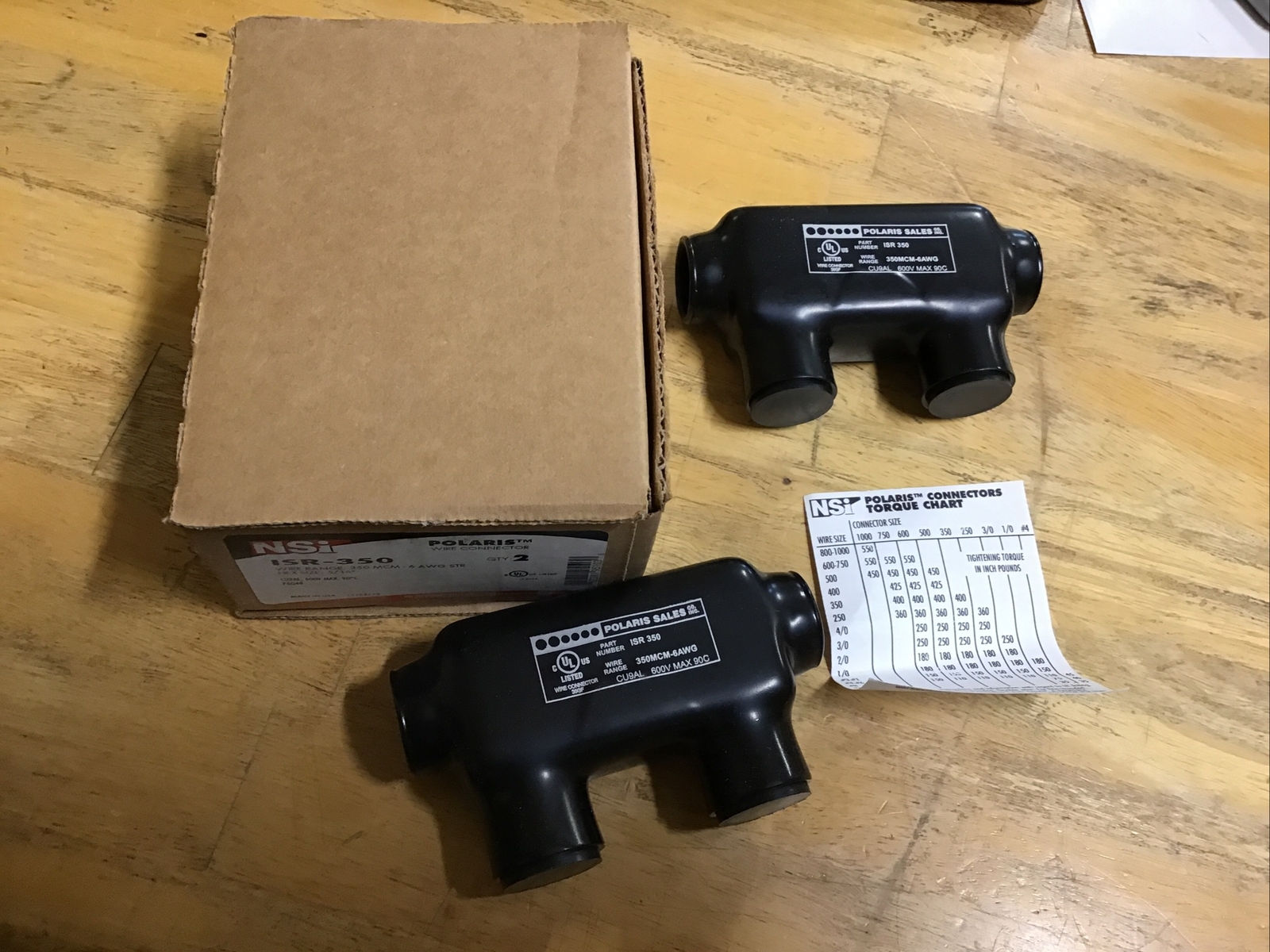 NSI INDUSTRIES ISR 350 INSULATED INLINE SPLICE 350MCM-6AWG 90C 600V. NOS