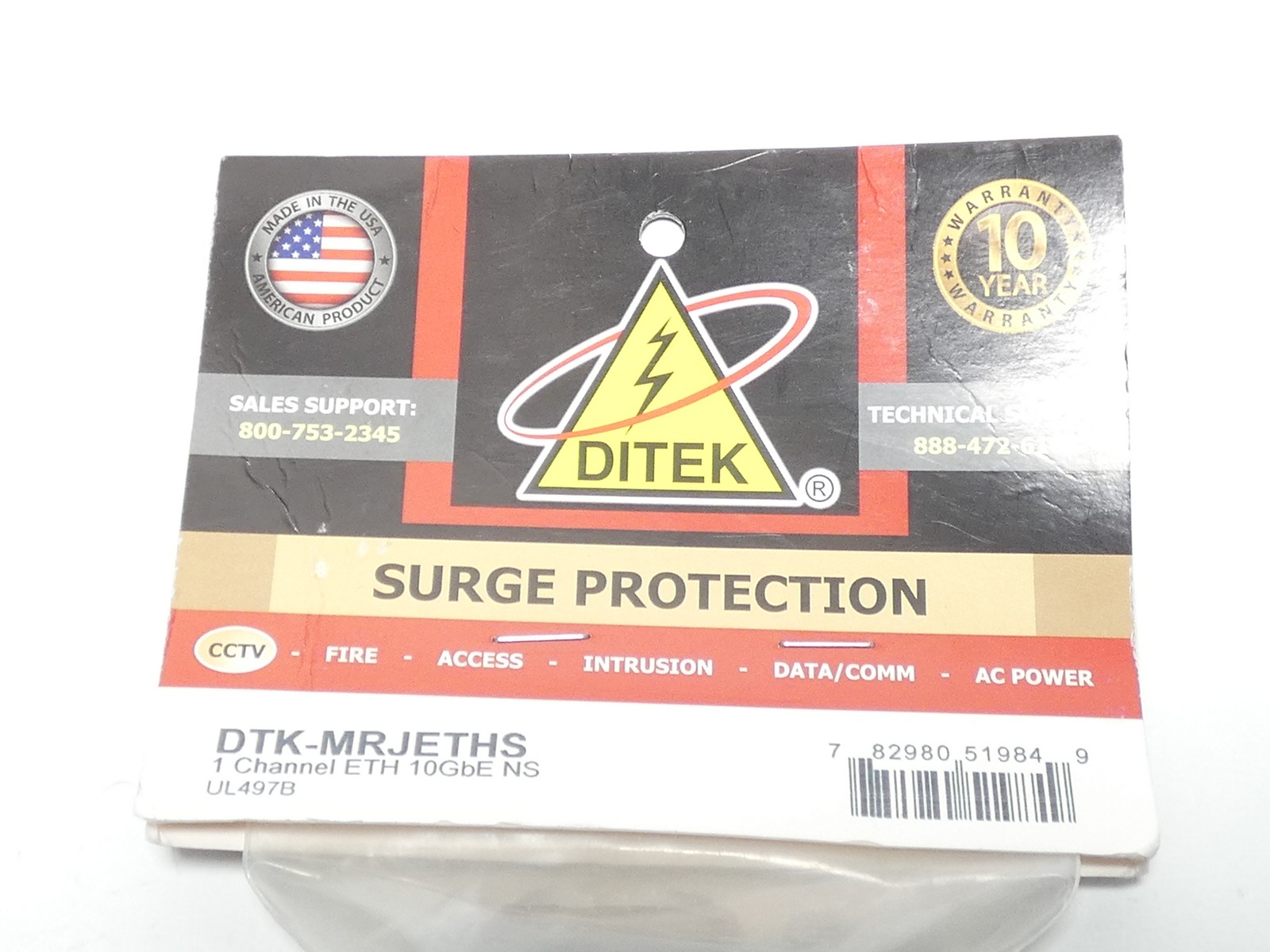 Ditek DTK-MRJETHS Single-Channel Ethernet Surge Protector 10GbE – NEW Surplus!
