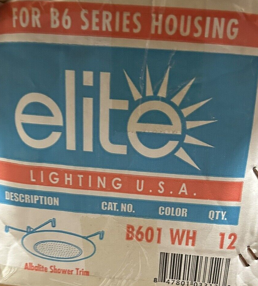 💥Elite Lighting B601WH Ceiling Mount 6 Inch Shower Trim in White QTY 1