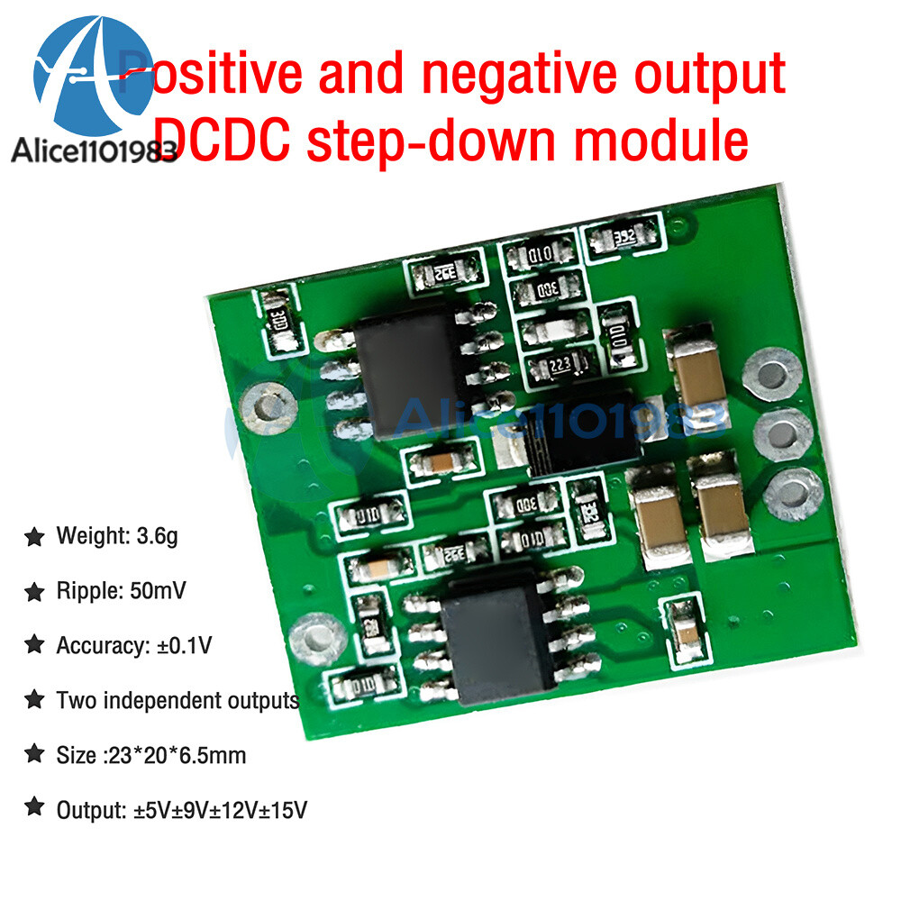 Mini Buck Converter DC7-28V to ±5V ±9V ±12V ±15V Dual Output Voltage Regulator