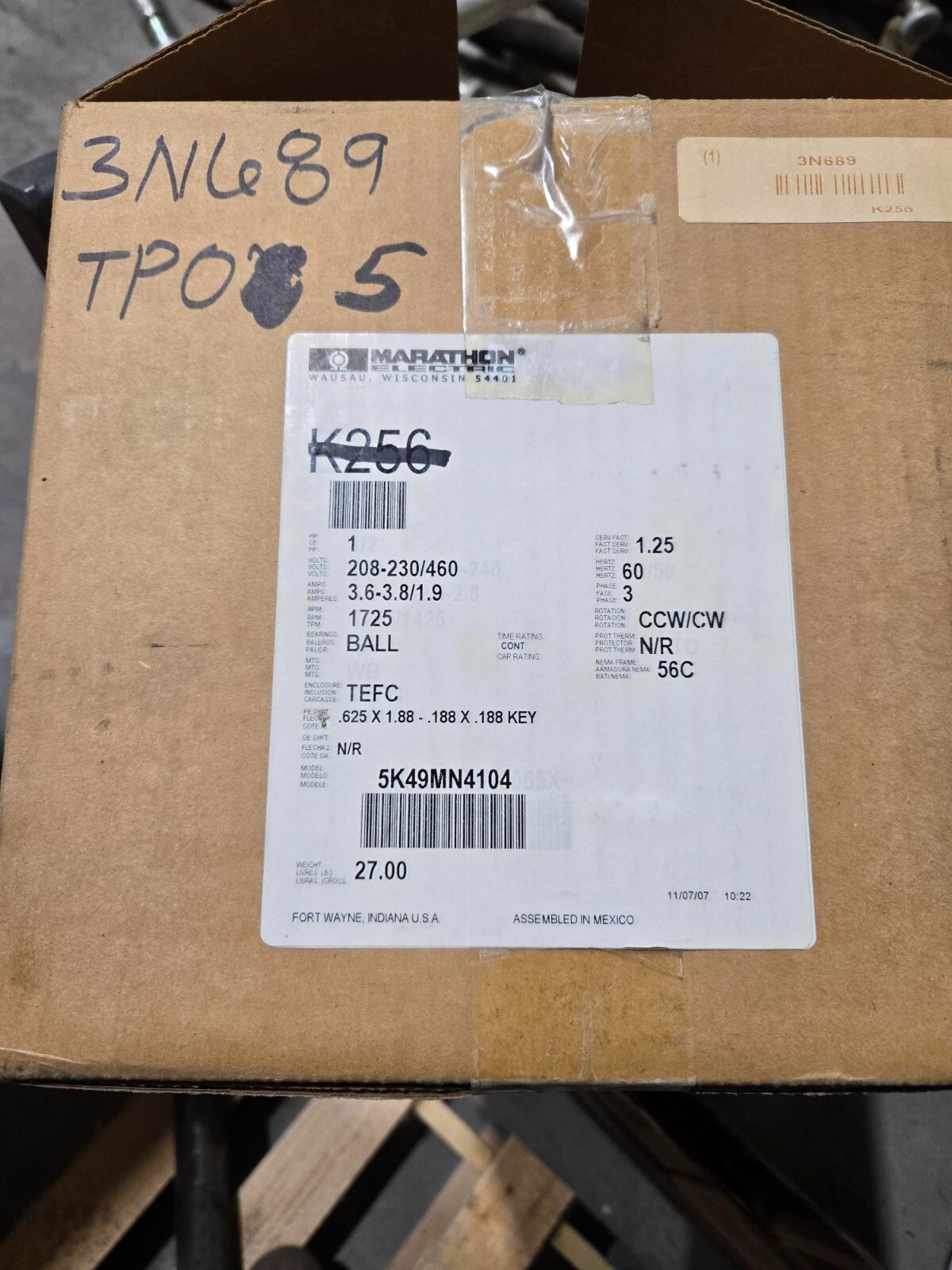 3N689 Marathon electric motor