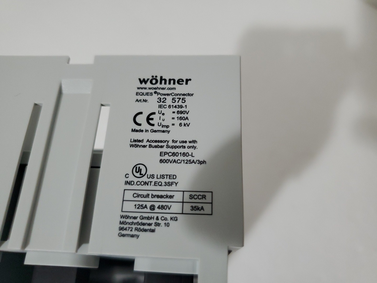 Wohner 32575 EQUES Power Connector Busbar Adapter New