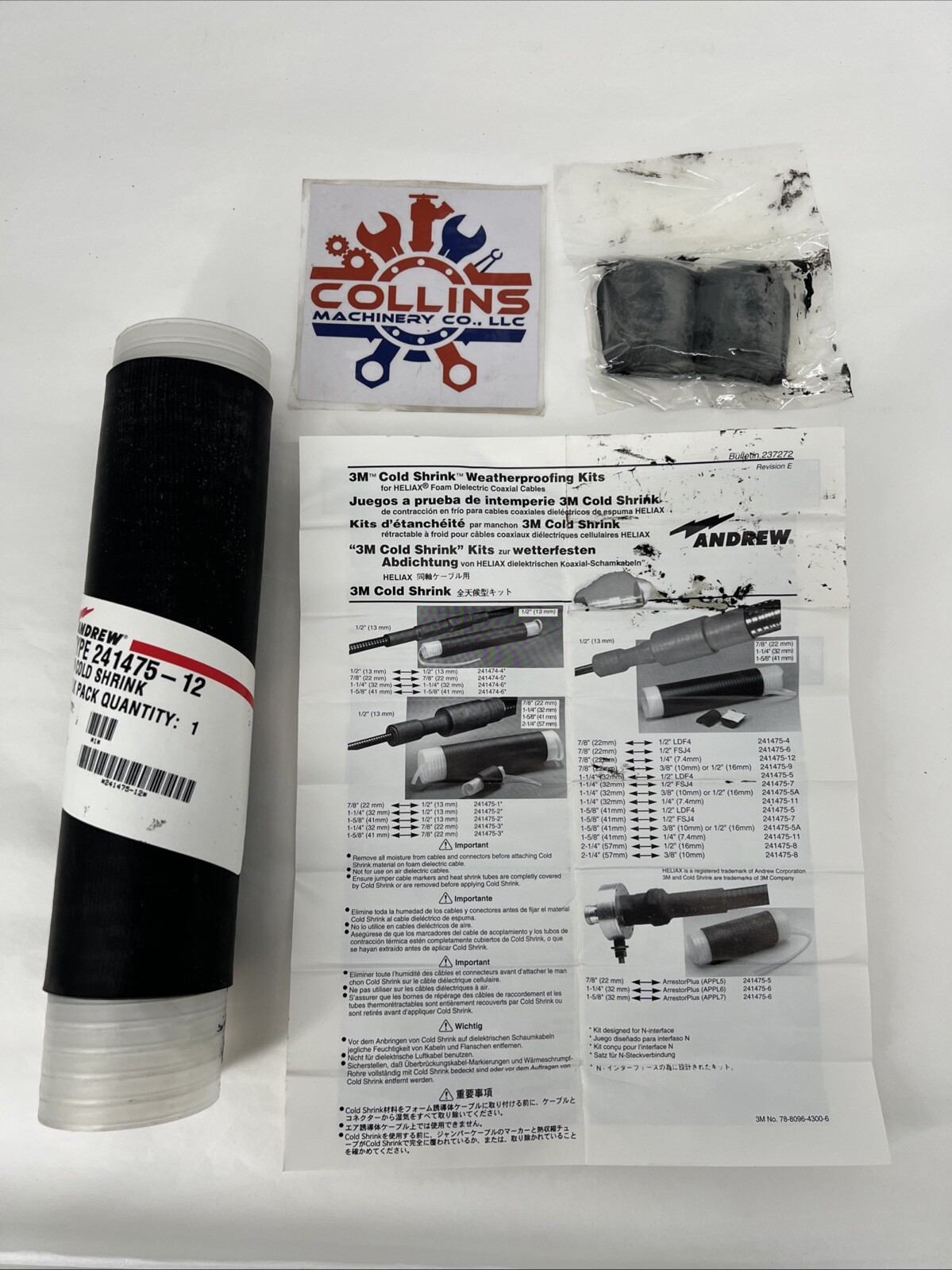 Andrew 241475-12 Cold Shrink Tubing Kit, For Cable 1/2” to 1-5/8”