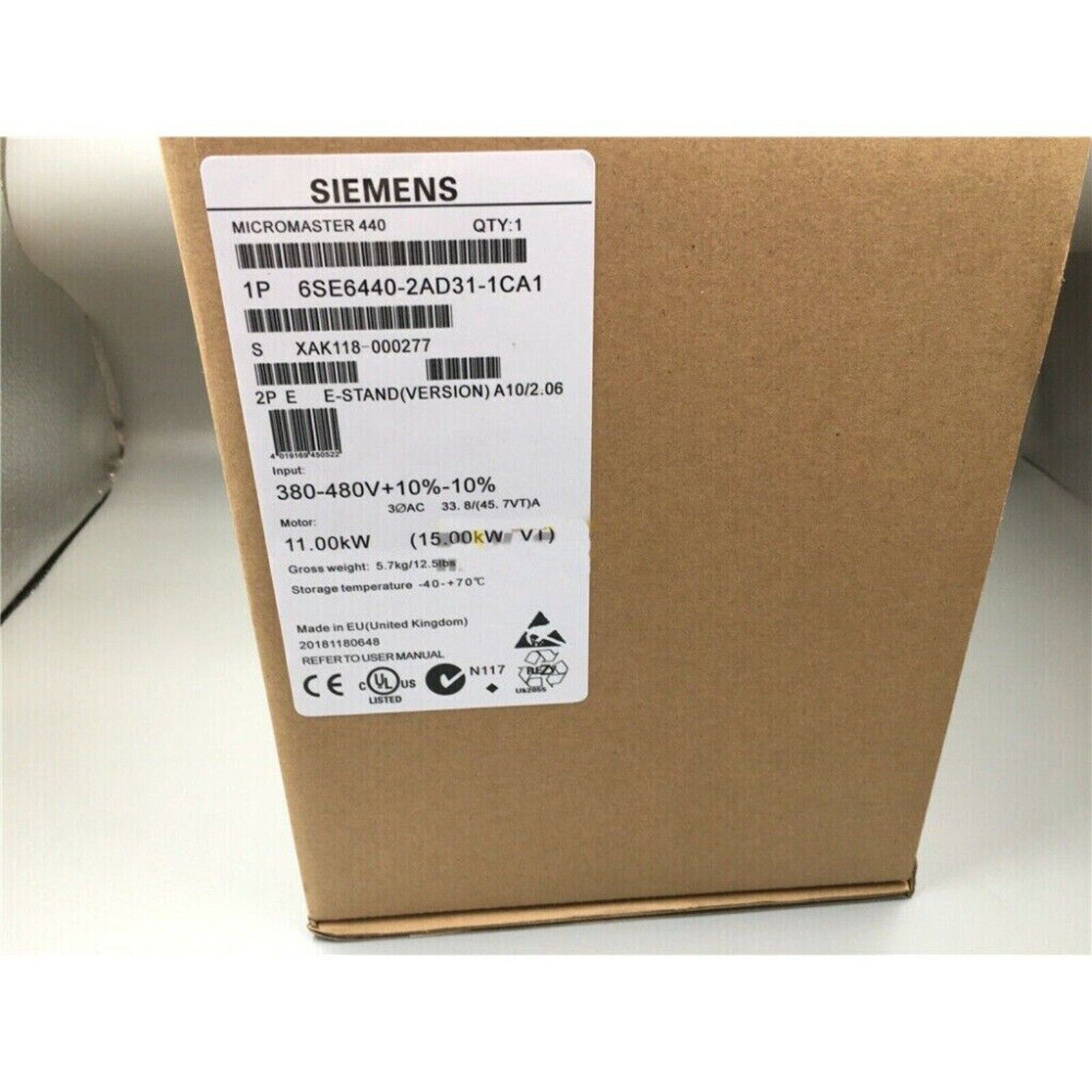 New E 6SE6440-2AD31-1CA1 MICROMASTER440 without 6SE6 440-2AD31-5CA1