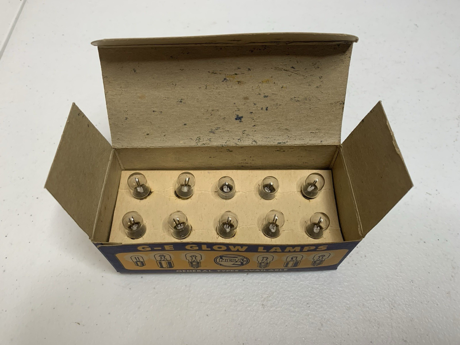 Vintage Box of 10 NOS GE NE-51 Glow Lamps General Electric Bulbs