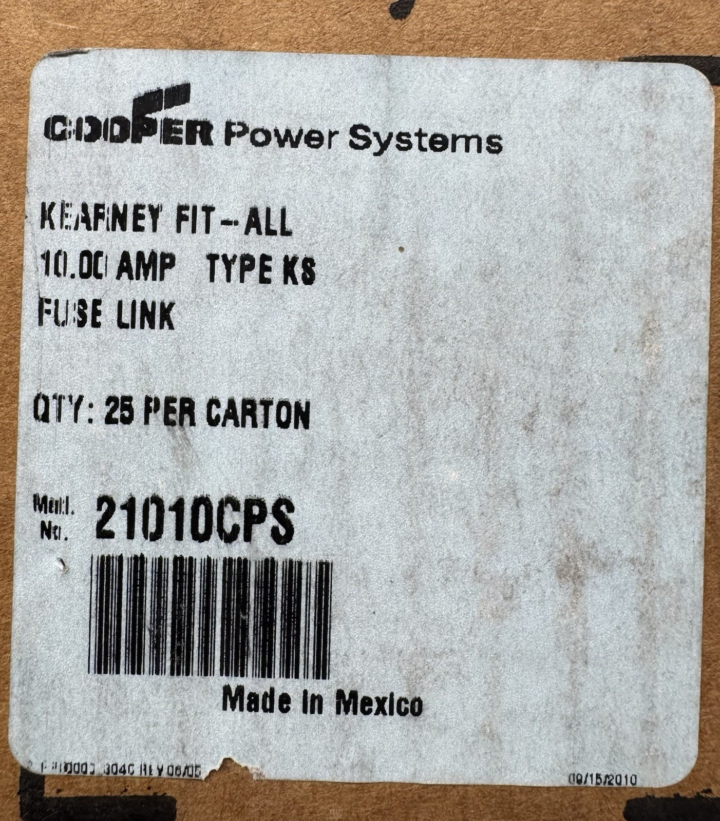 KEARNEY FIT –ALL 10.00 AMP TYPE KS FUSE LINK QTY: 25