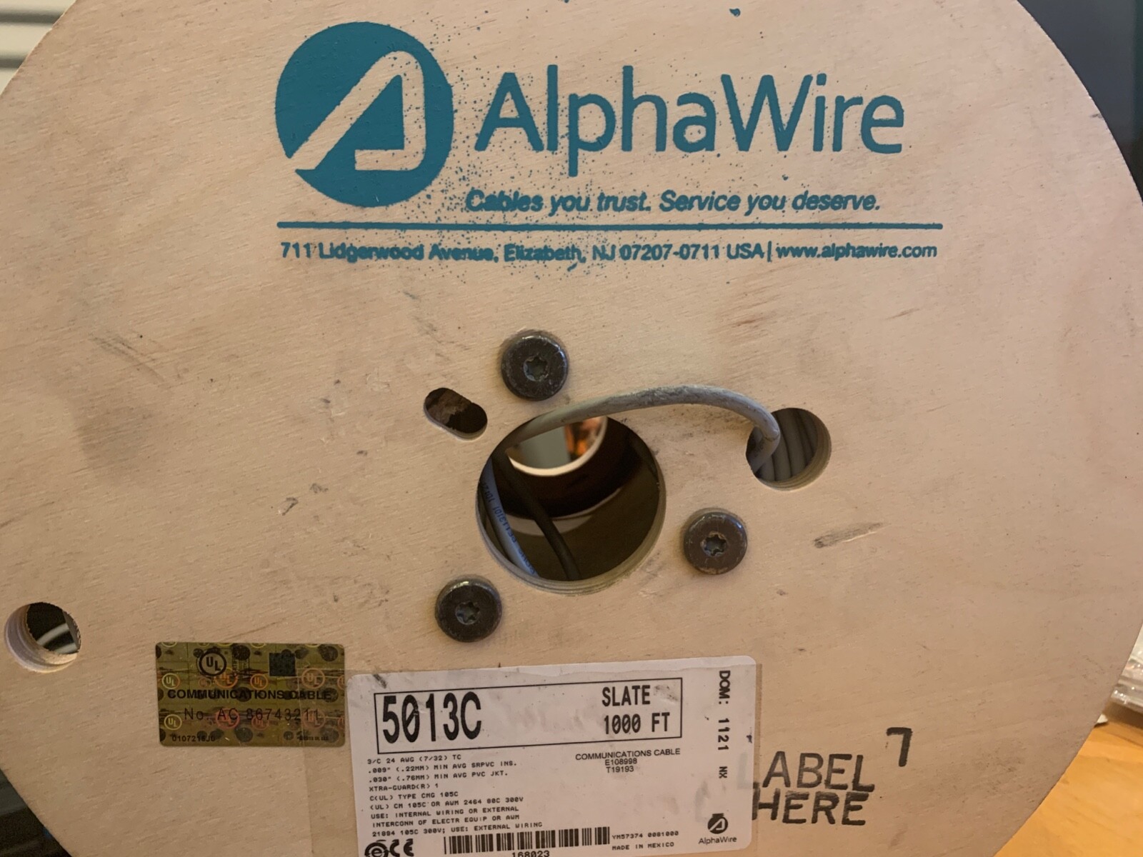 Alpha Wire Multi-Conductor Cables 24AWG 3C UNSHLD 1000ft SPOOL SLATE
