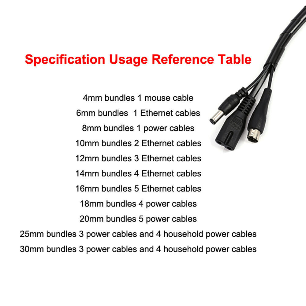 Spiral Wrap Cable Binding Tidy Leads on TV /Home Cinema/ PC/ CCTV Wires Hide
