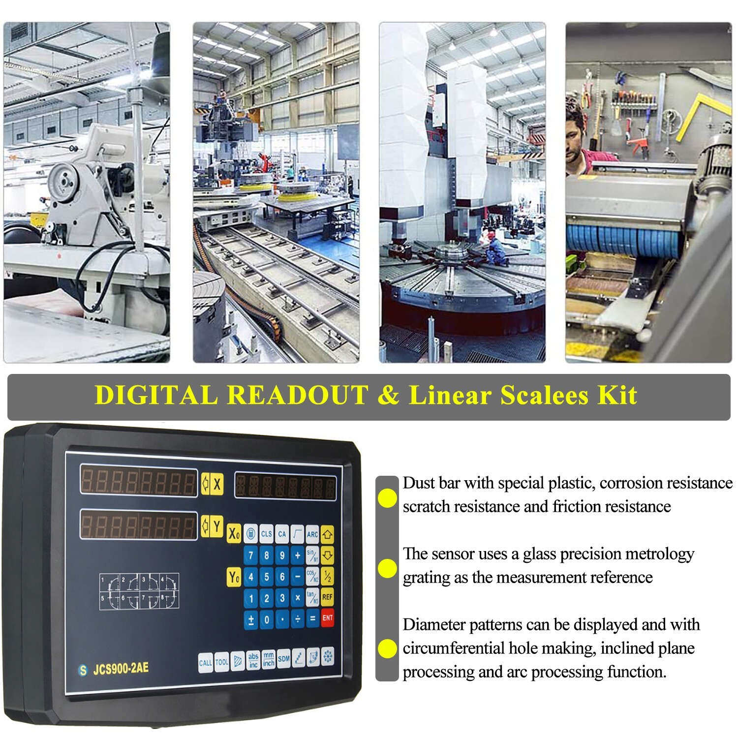 Digital Readout DRO Linear Kit Glass Scales Encodor for 9×42 Bridgeport Mill US