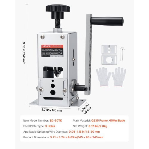 Manual Wire Stripper Machine, 0.06-1.18 in, Copper Cable Stripper Tool, Hand Cra
