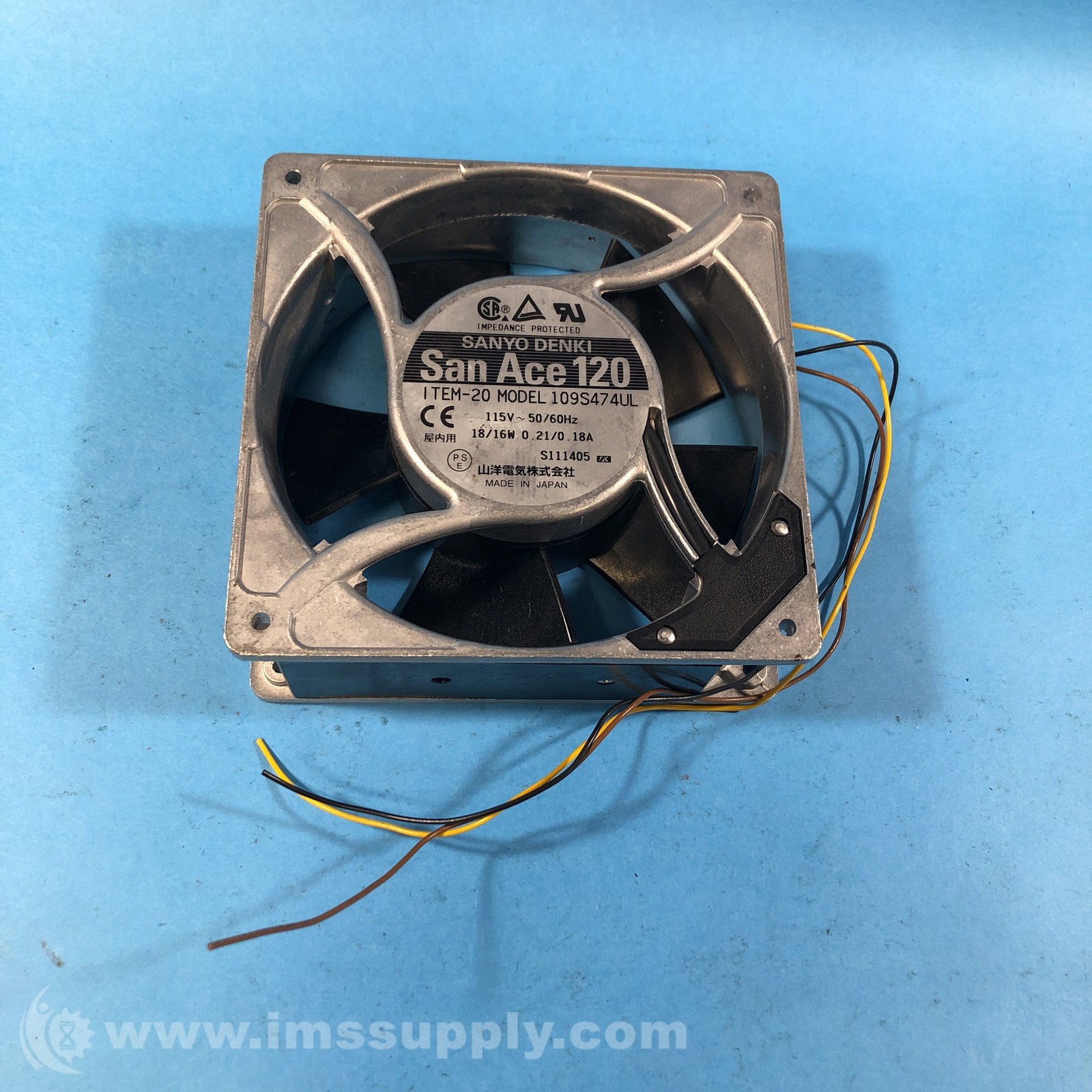 Sanyo Denki 109S474UL Fan Axial 120X38MM 115VAC Wire FNIP