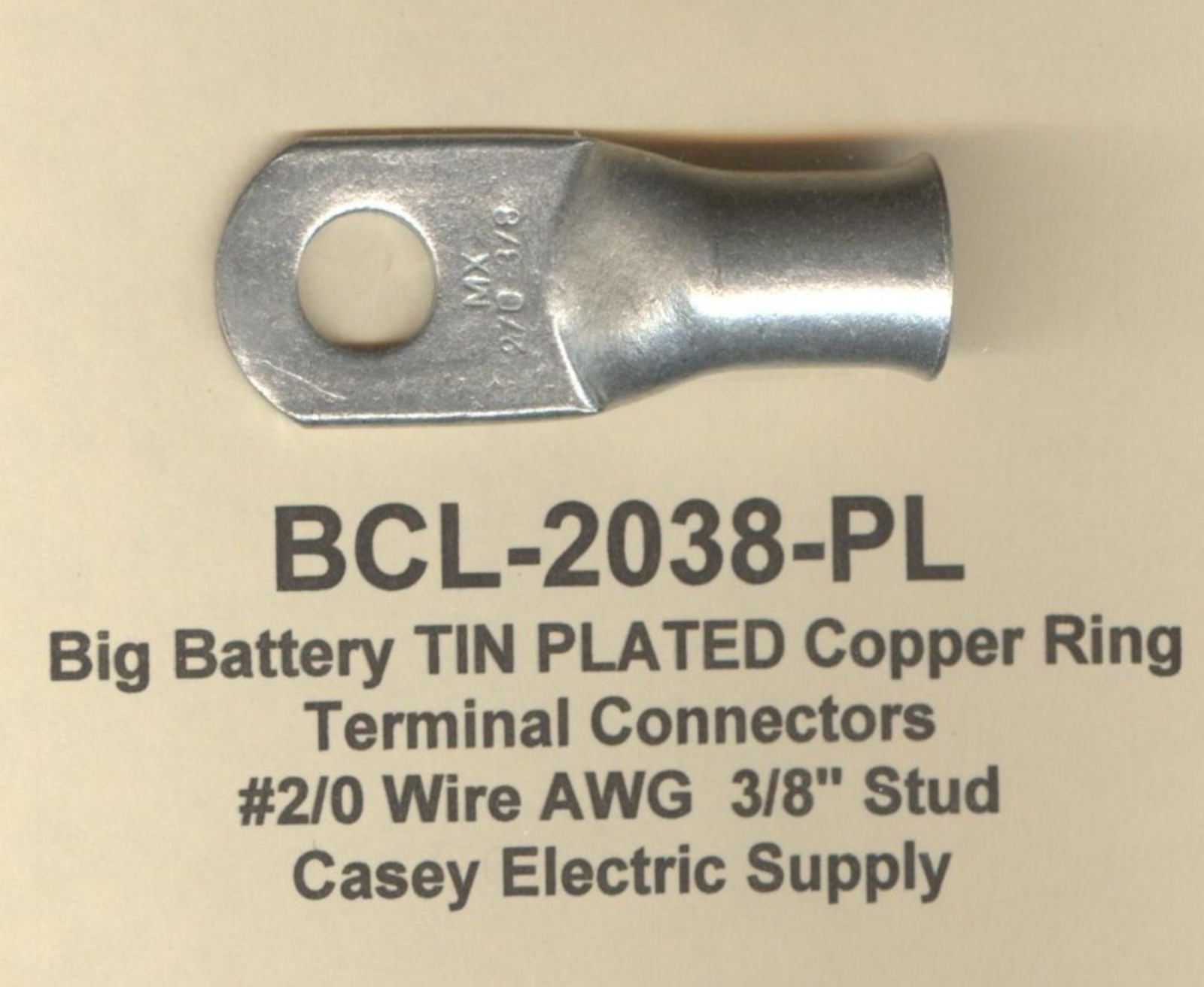 5 TIN PLATED Copper Battery Ring Lug Terminal Connector 2/0 Wire Gauge 3/8″ Stud