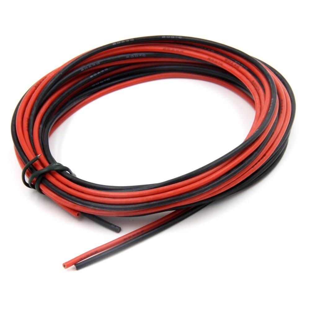 20 AWG Silicone Hook Up Wire – 20 Feet (10ft Black/Red) High Voltage Up to 600V