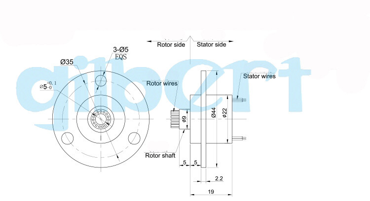 5mm Hole 6 Wires 2A Circuits 250Rpm ABS Capsule Slip Ring 600V Monitor Robotic