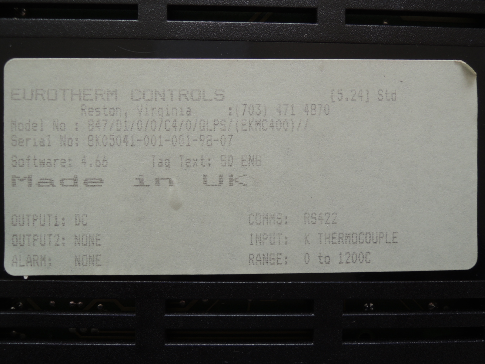EUROTHERM 847/D1/0/0/C4/0/QLPS/(EKMC400) //