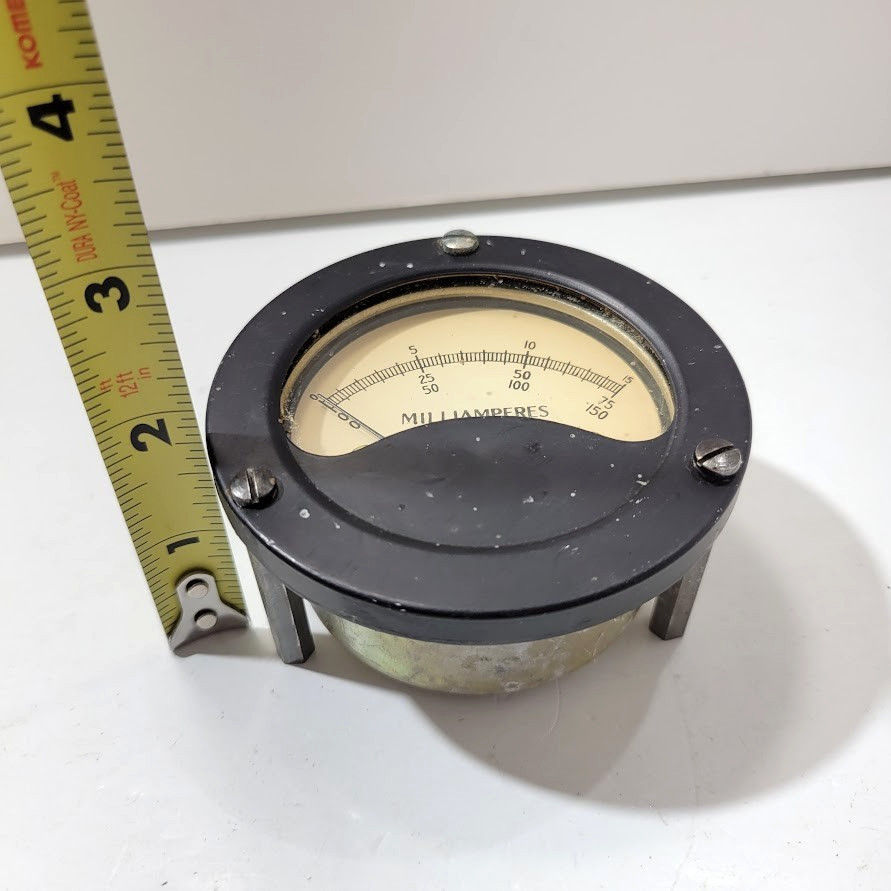 Milliamperes D.C. Model 350 Round Black Panel Meter Untested*