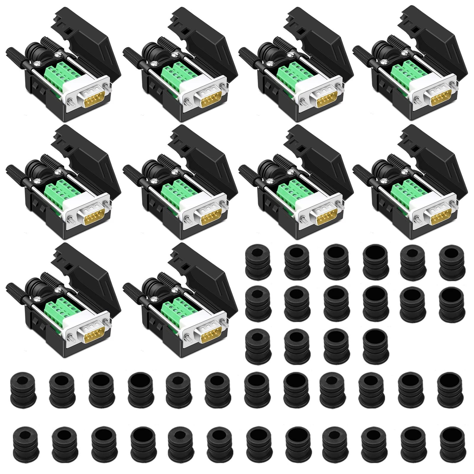 10PCS DB9 Male Breakout Connector,DB9 Solderless RS232 D-SUB Serial to 9-pin …