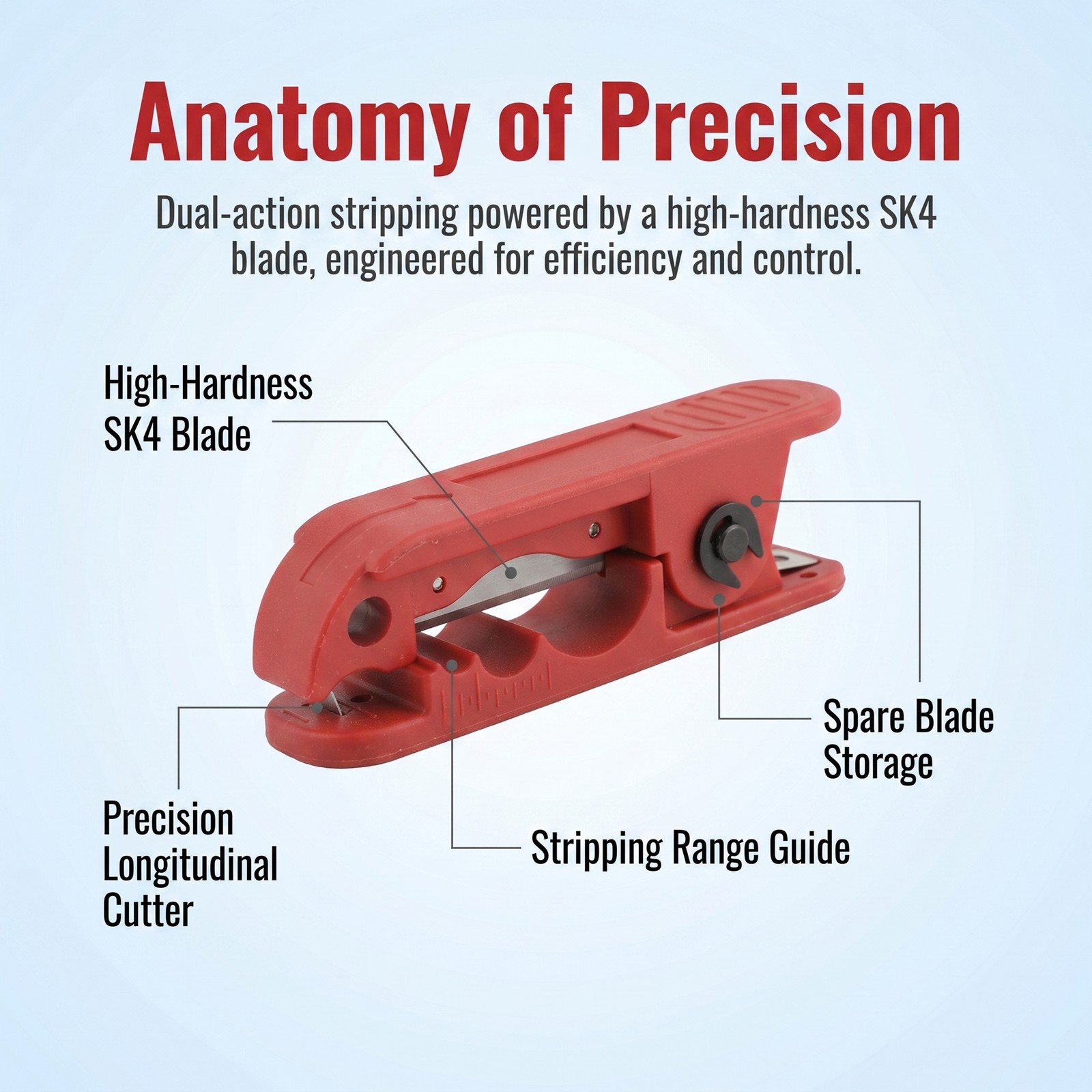 Rotary Cable Stripper Tool with Blades Cutter for AWG 12 to 4/0 Round Cables
