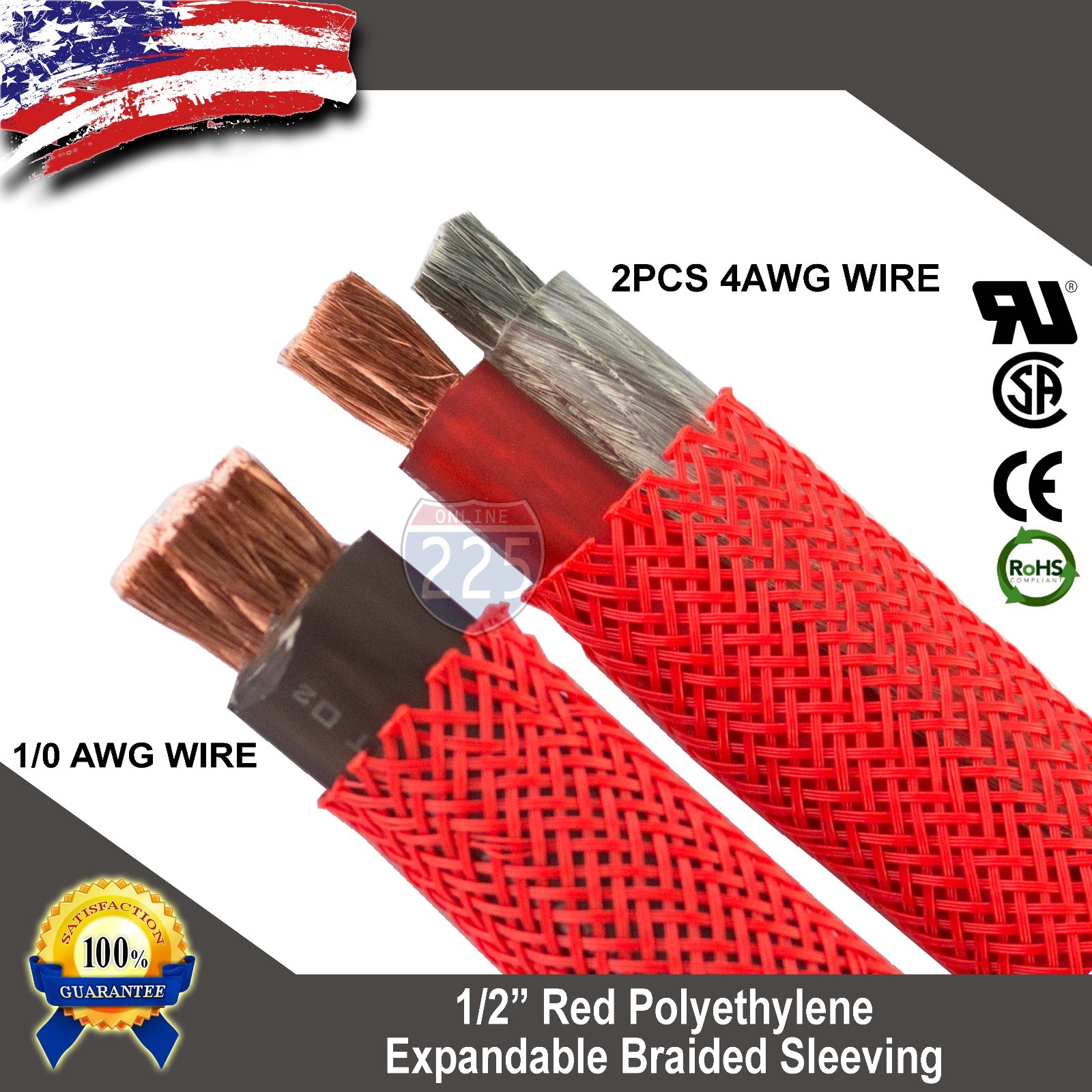 100 FT 1/2″ Red Expandable Wire Cable Sleeving Sheathing Braided Loom Tubing US