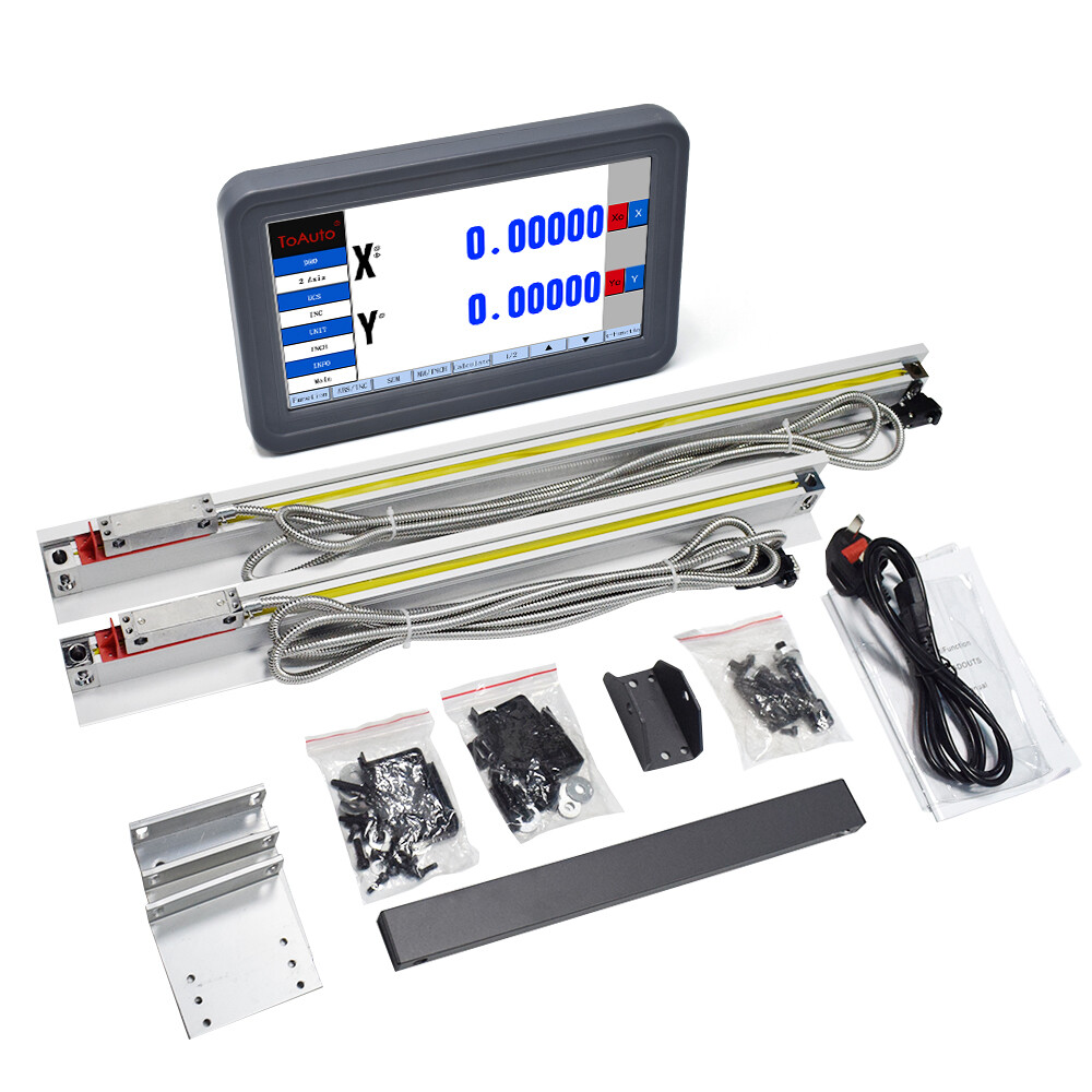 TOAUTO 2pc Linear Scales+ Digital Readout Touch Screen 2 Axis DRO full Kit