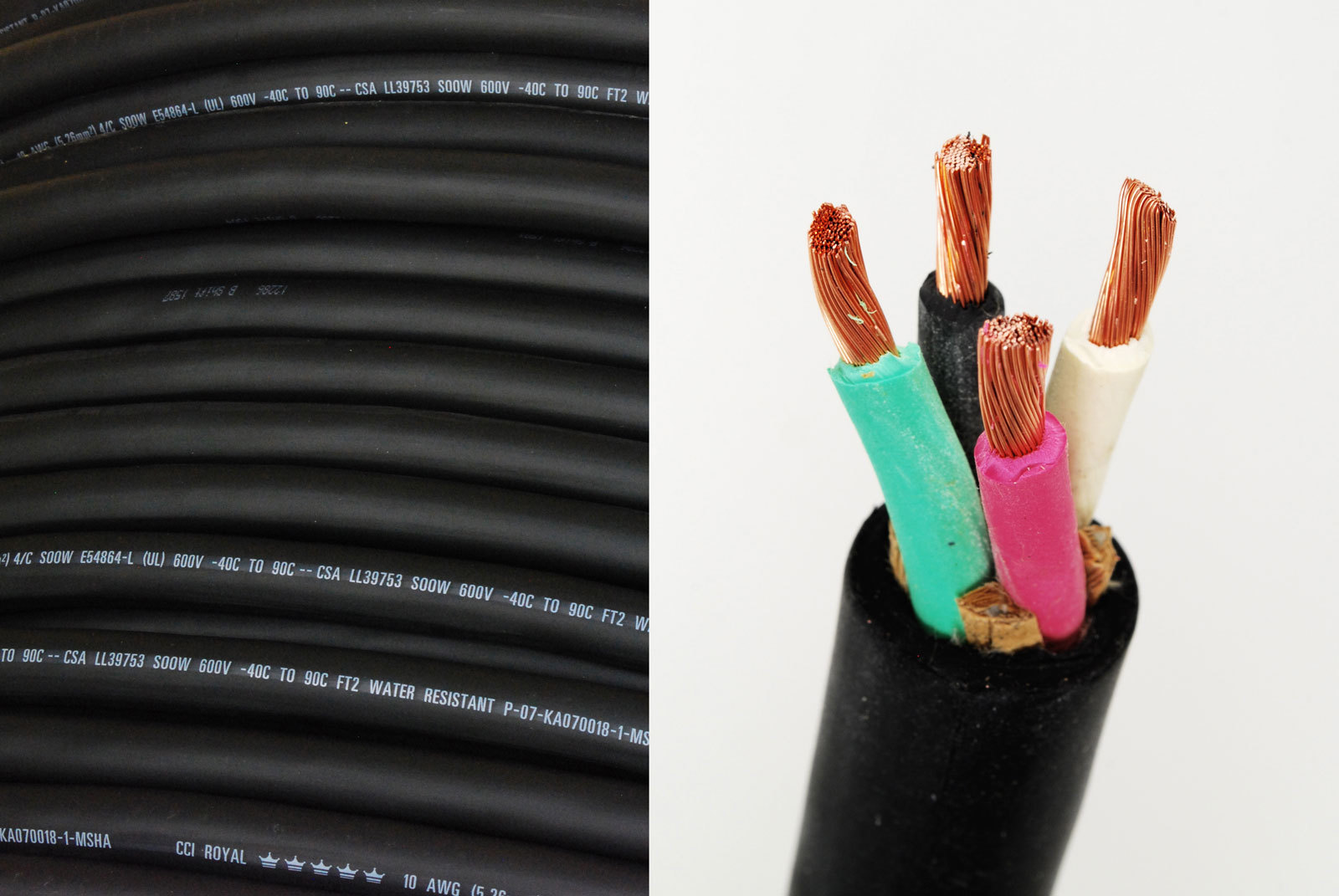 84000 8/4 Wire Cord SOOW , Rubber Coated, 8 Gauge, 4 Conductor, 600V PER/FOOT