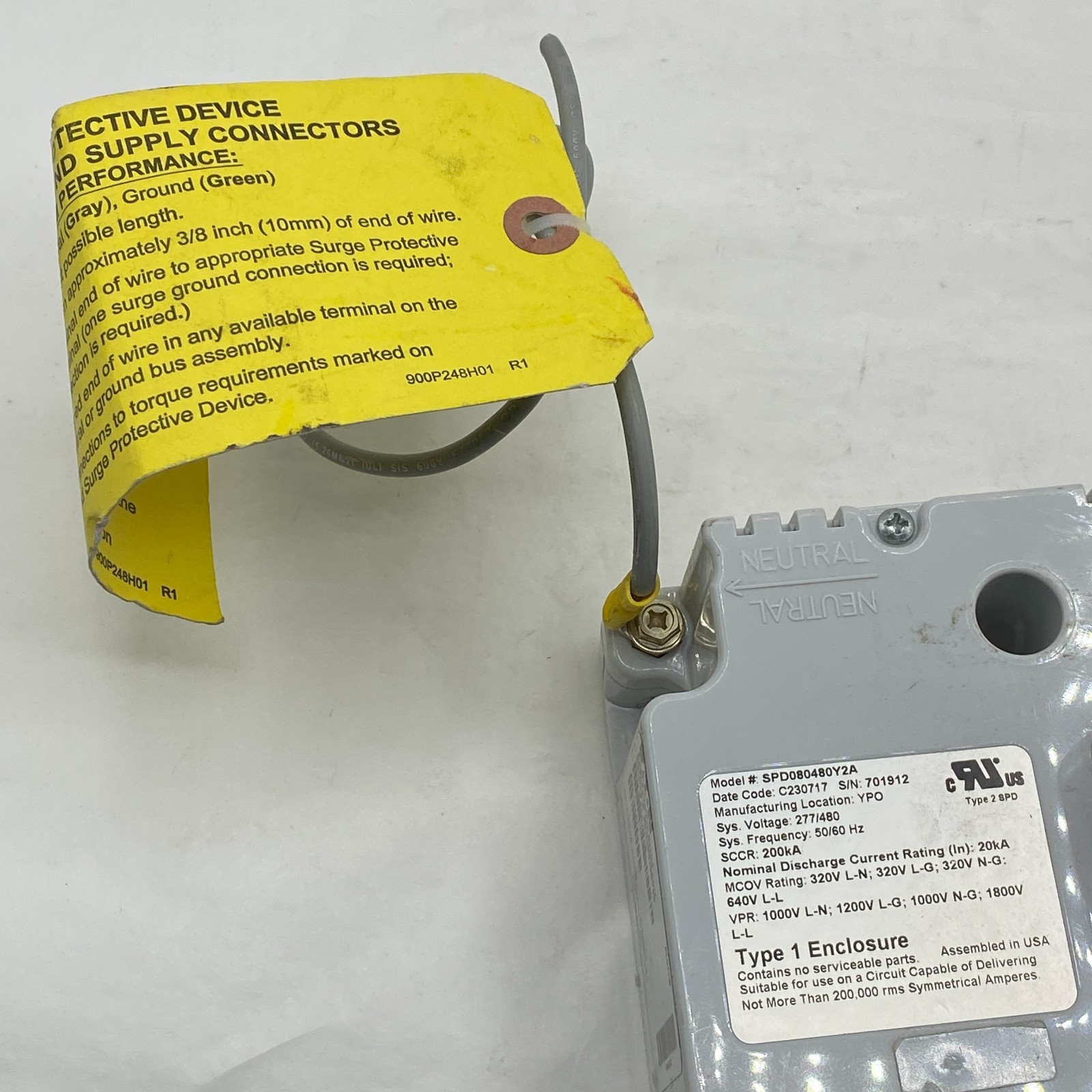 EATON SPD080480Y2A PANELBOARD SPD-SERIES SURGE PROTECTIVE DEVICE 605-0016 NEW
