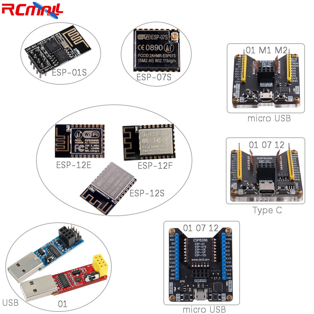 ESP8266 ESP-01 01S ESP-07 07S ESP-12E 12F 12S ESP-M1 ESP-M2 Programmer Adapter