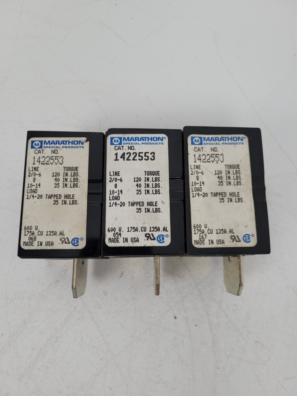 (Lot of 3) 1422553 Marathon Power Distribution Block 600V 175A – Next Day Option