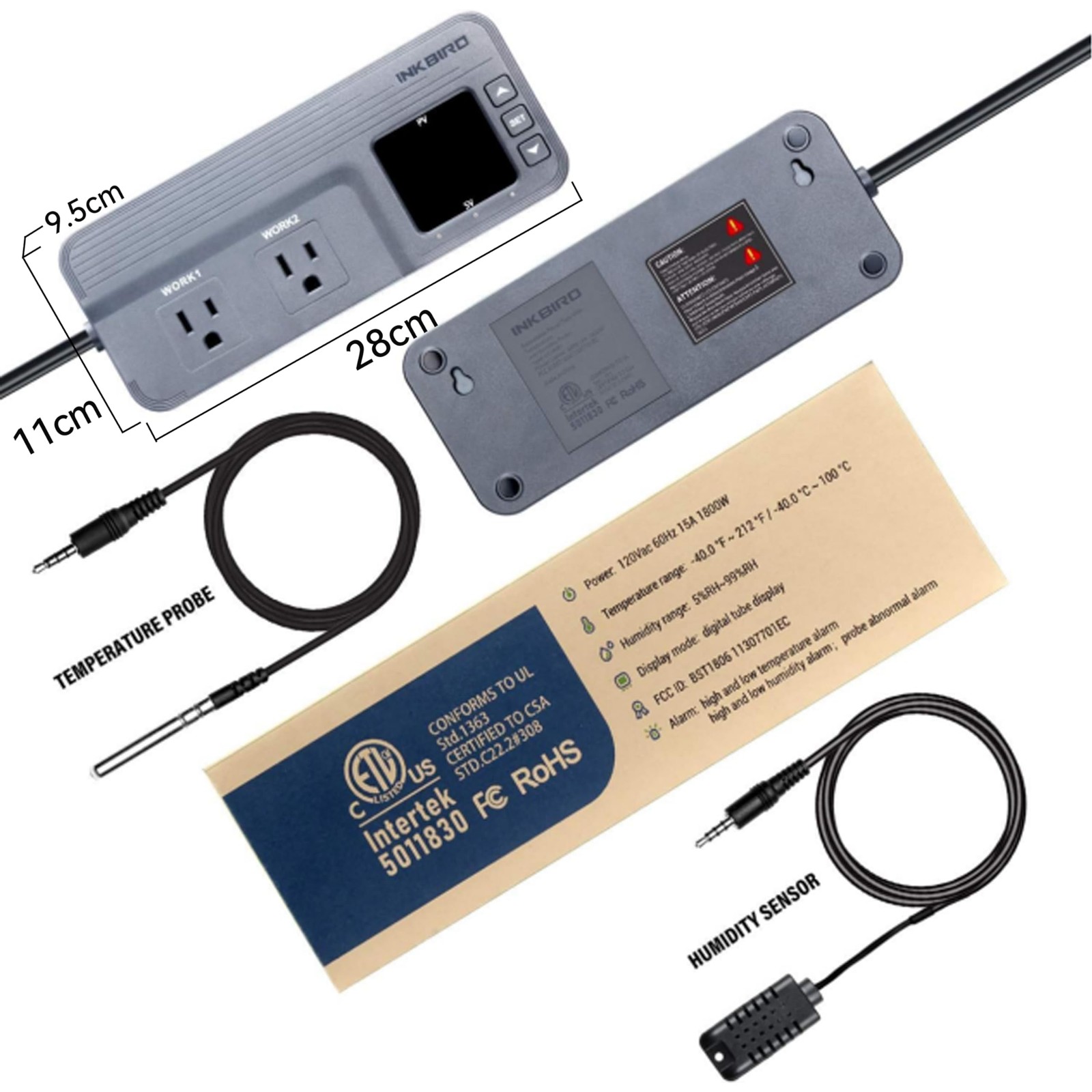 Inkbird Temperature and Humidity Controller ITC-608T Pre-Wired Dual Stage