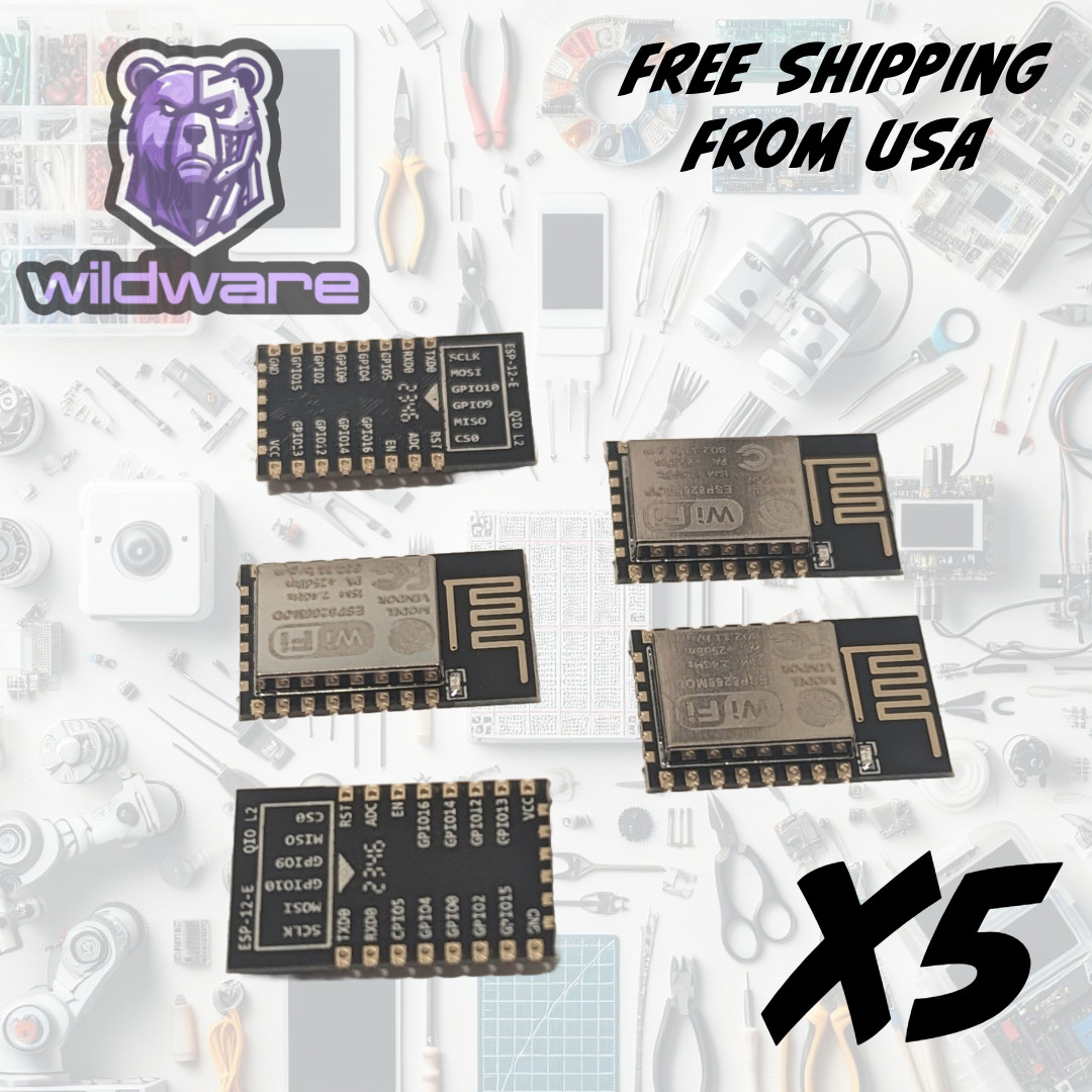 5X ESP8266 ESP-12F WIFI Module 802.11N Arduino NodeMCU MicroPython (5-Pack)