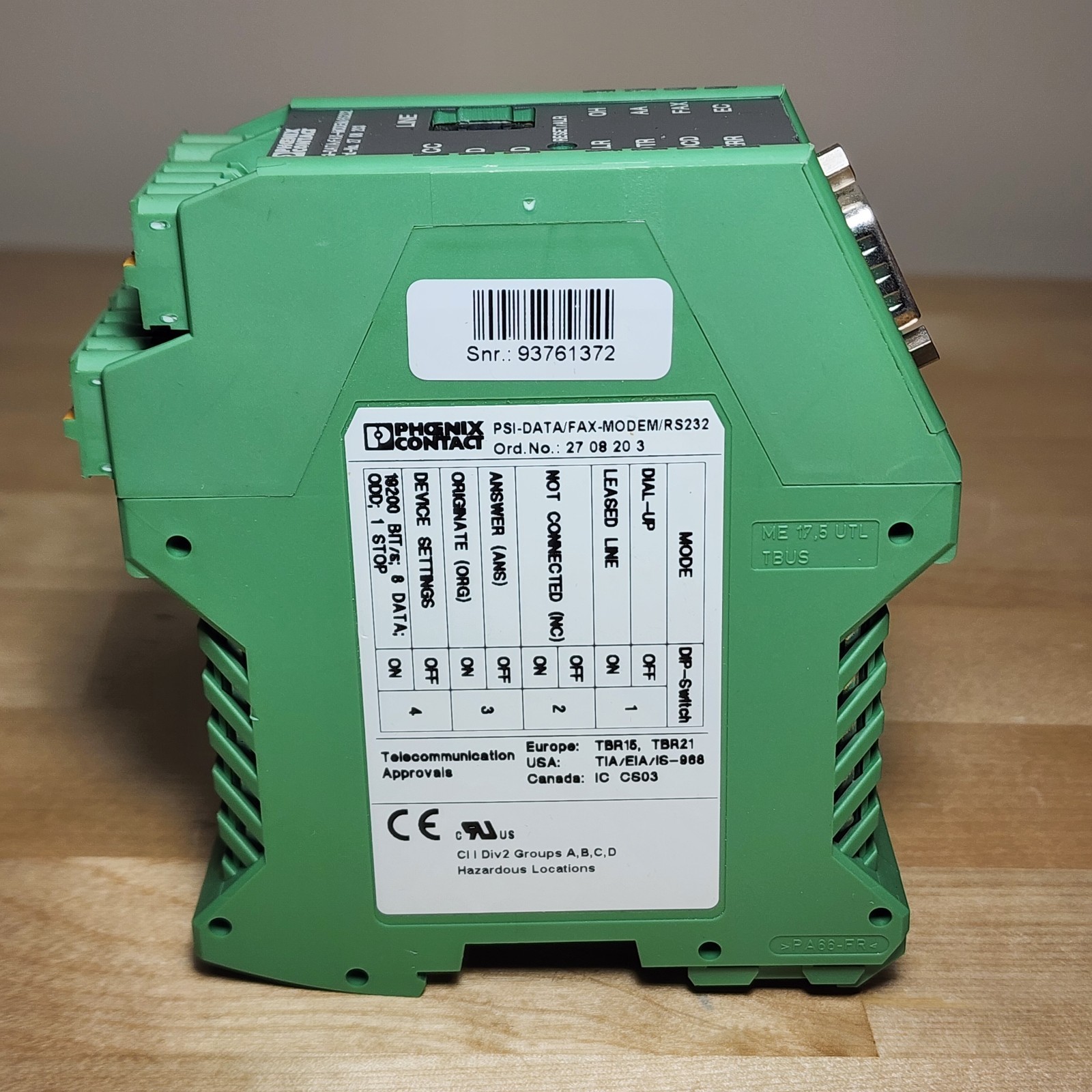 Phoenix Contact 2708203 PSI-DATA/FAX-MODEM/RS232 Industrial Modem Analog