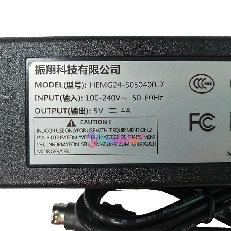 1 pc. New HEMG24-S050400-7 Power Adapter 5V 4A 4Pin W/ Power Cord