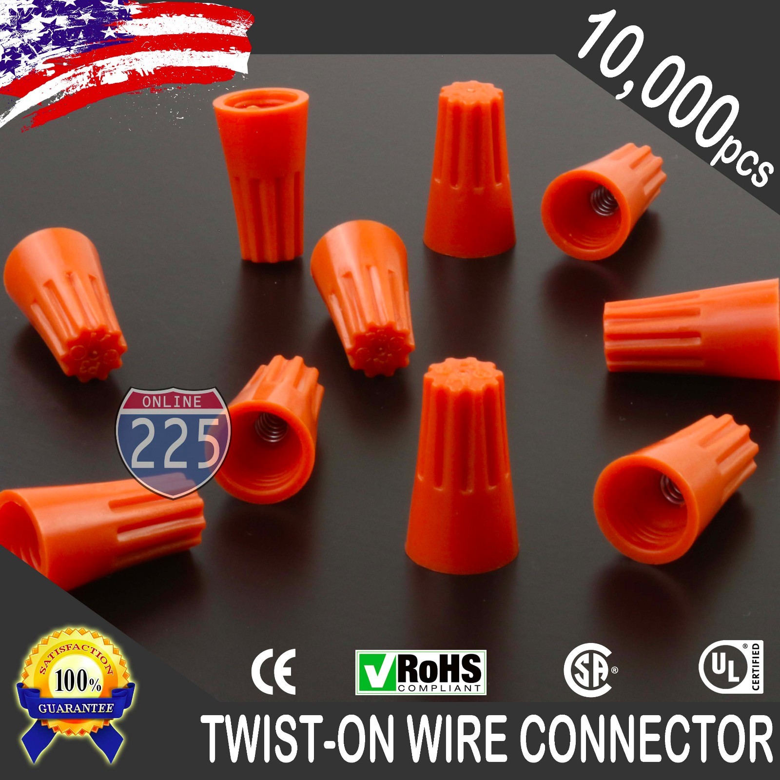 10000 Orange Twist-On Wire Connector Connection nuts 22-14 Gauge Barrel Screw UL