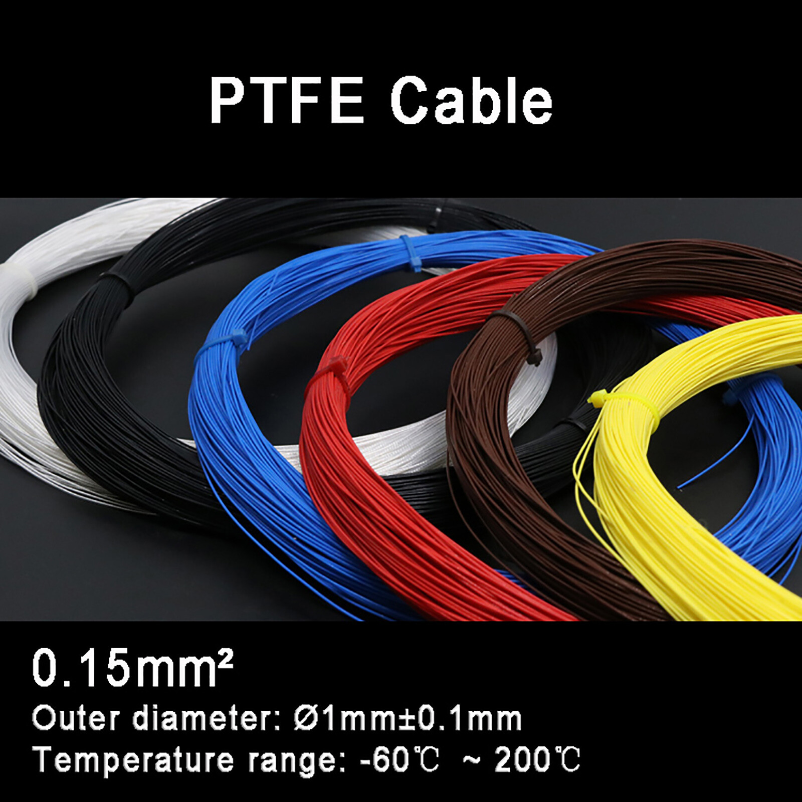 0.15mm² Ø1mm Silver Plated Copper Polytetrafluoro PTFE Wire Stranded Cable
