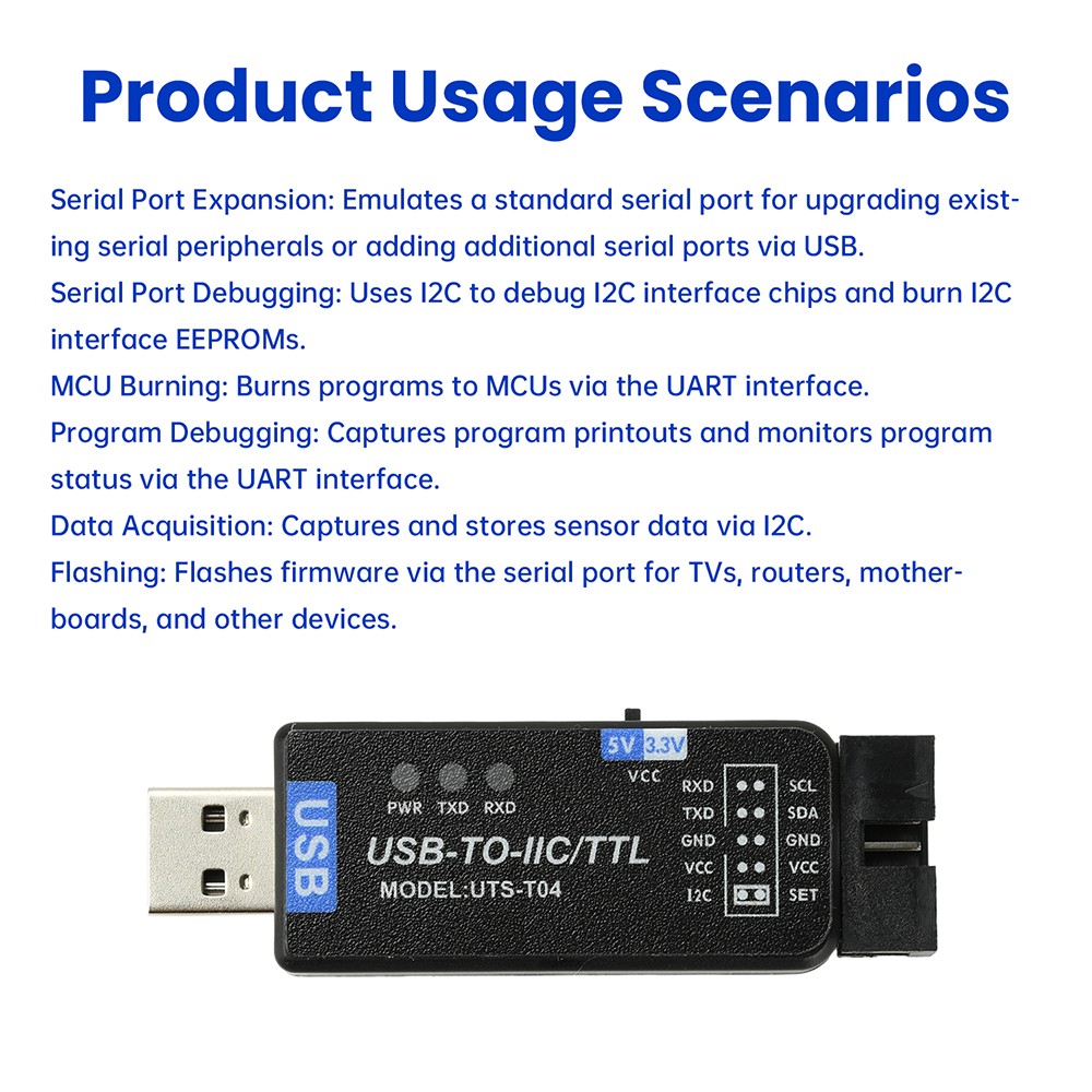 USB to IC2 IIC/TTL Serial Port UART Communication Module Flashing Downloader