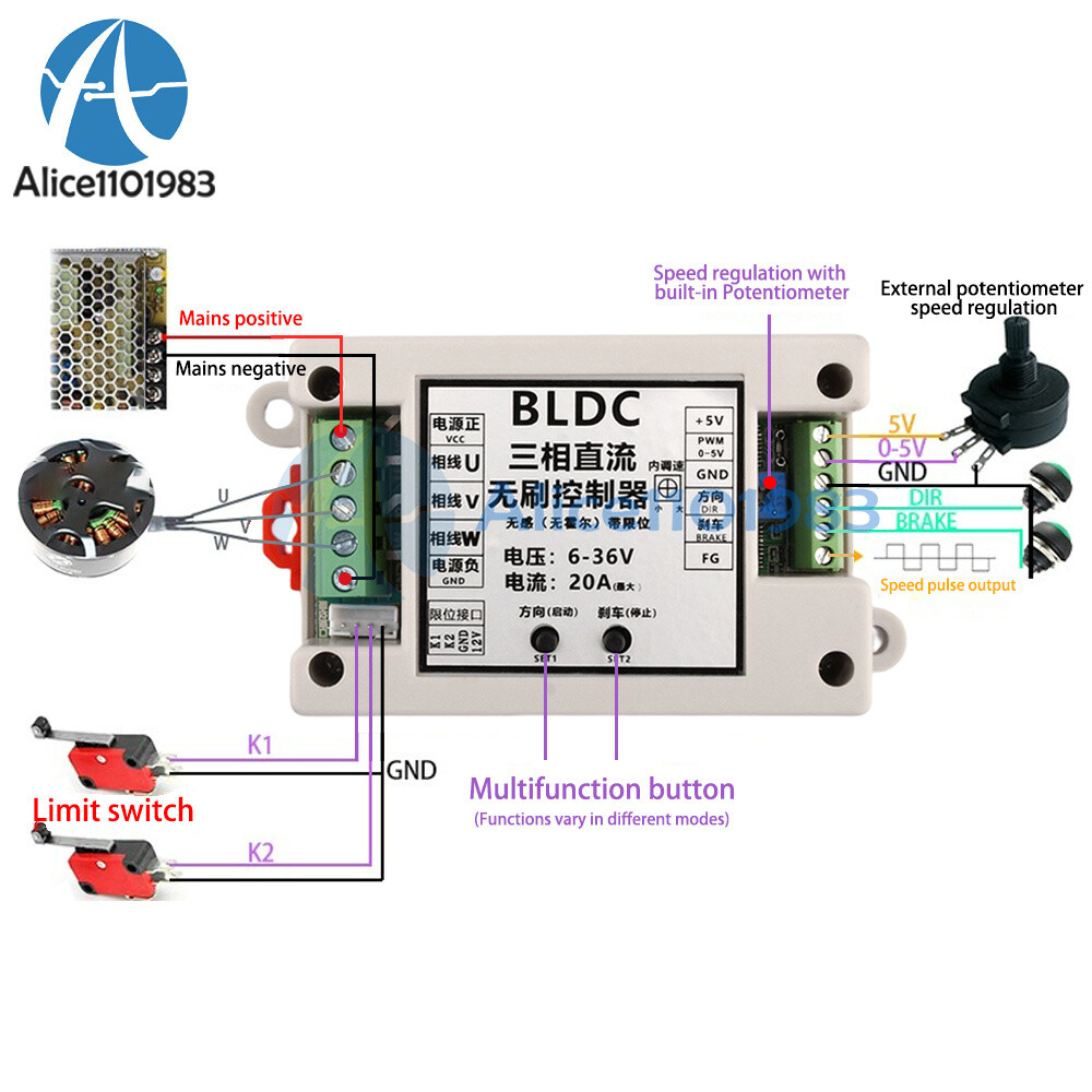 ZS-X14 400W BLDC 3-phase DC Brushless Driver Control Board Motor Controller DIY