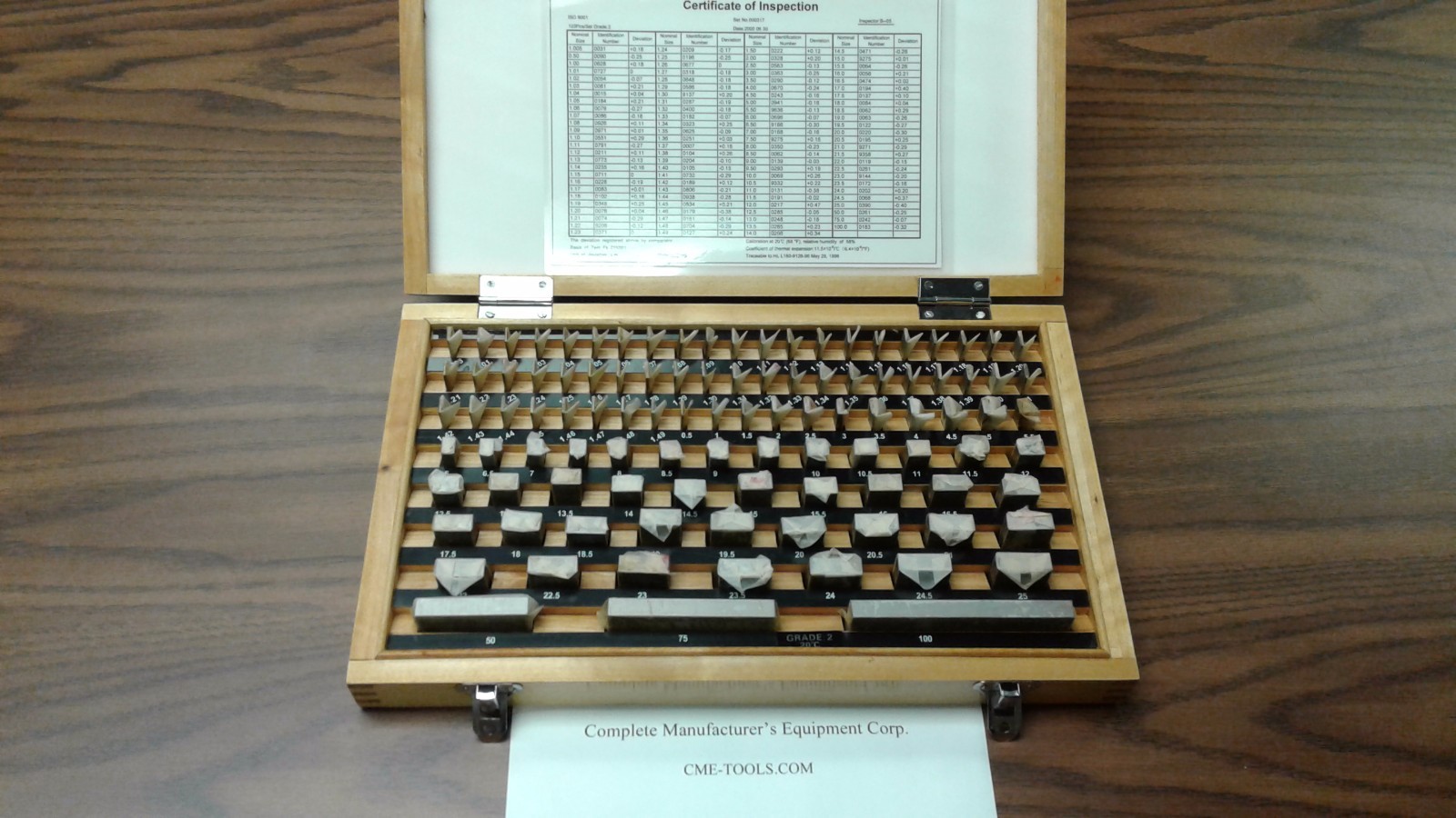 103 PCS/SET METRIC GAGE BLOCK SET, DIN861 GRADE 2 W. CERTS. #702F-103–new