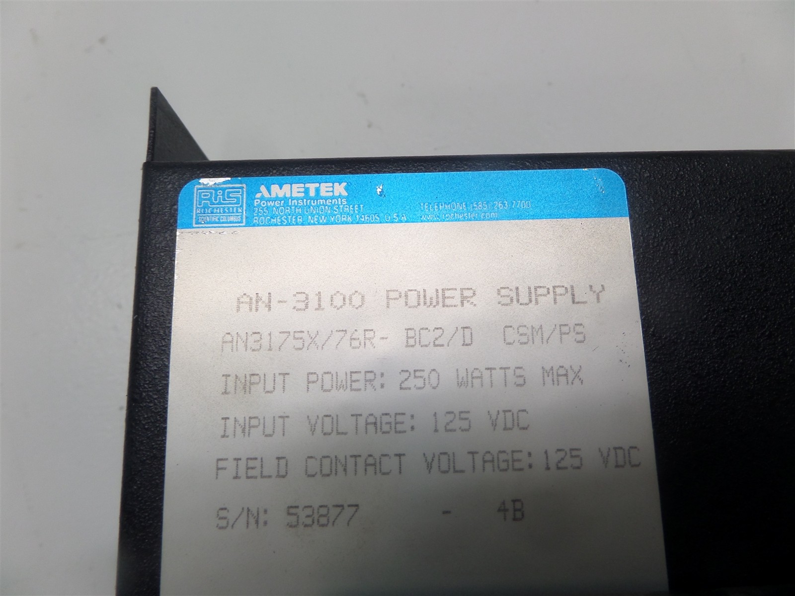 Ametek Power Instruments AN-3100 Power Supply 1074-722