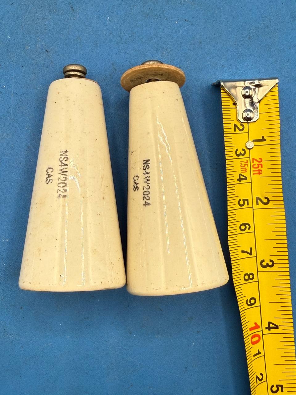 Lot of 7 White Ceramic Electrical Insulator Standoffs Mixed Sizes RE