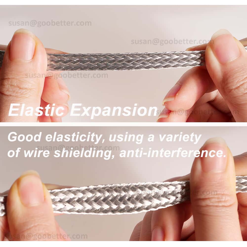 Braided Fabric Cable Flat Pure Copper / Tinned Copper Shield Braided Sleeve Wire