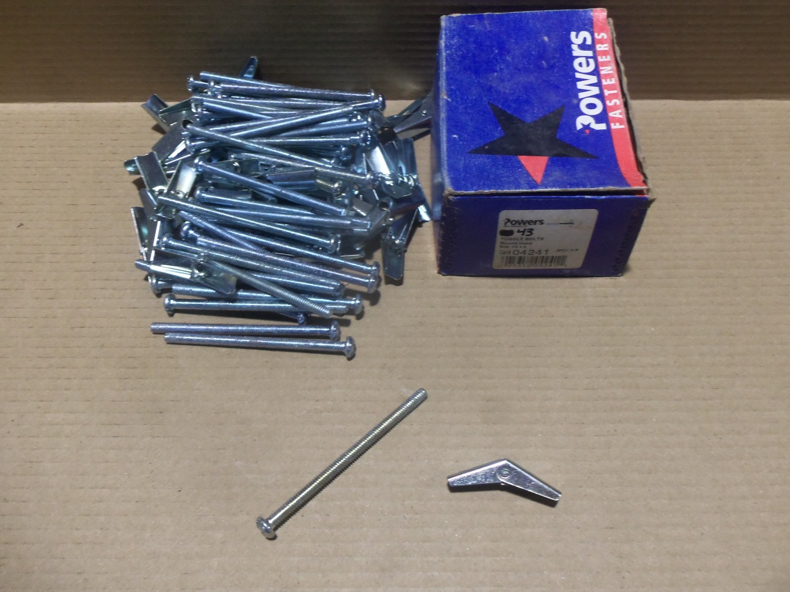 Powers 4241 Box of 43 Toggle Bolt Round Head 1/4″ X 4″ Drill 5/8″ AK