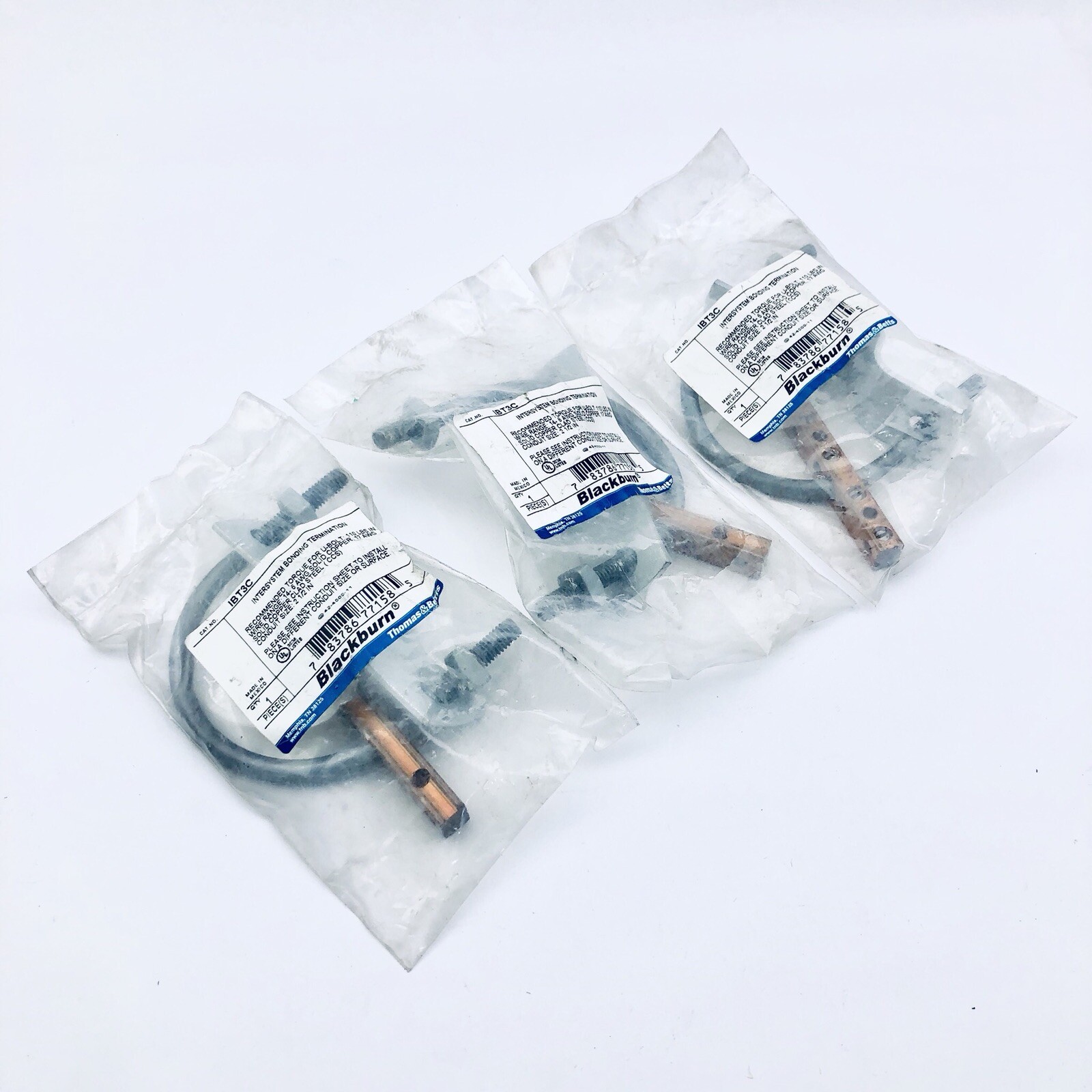 LOT OF 3 T&B BLACKBURN IBT3C INTERSYSTEM BONDING TERMINATION W/ U-BOLT G CLAMP
