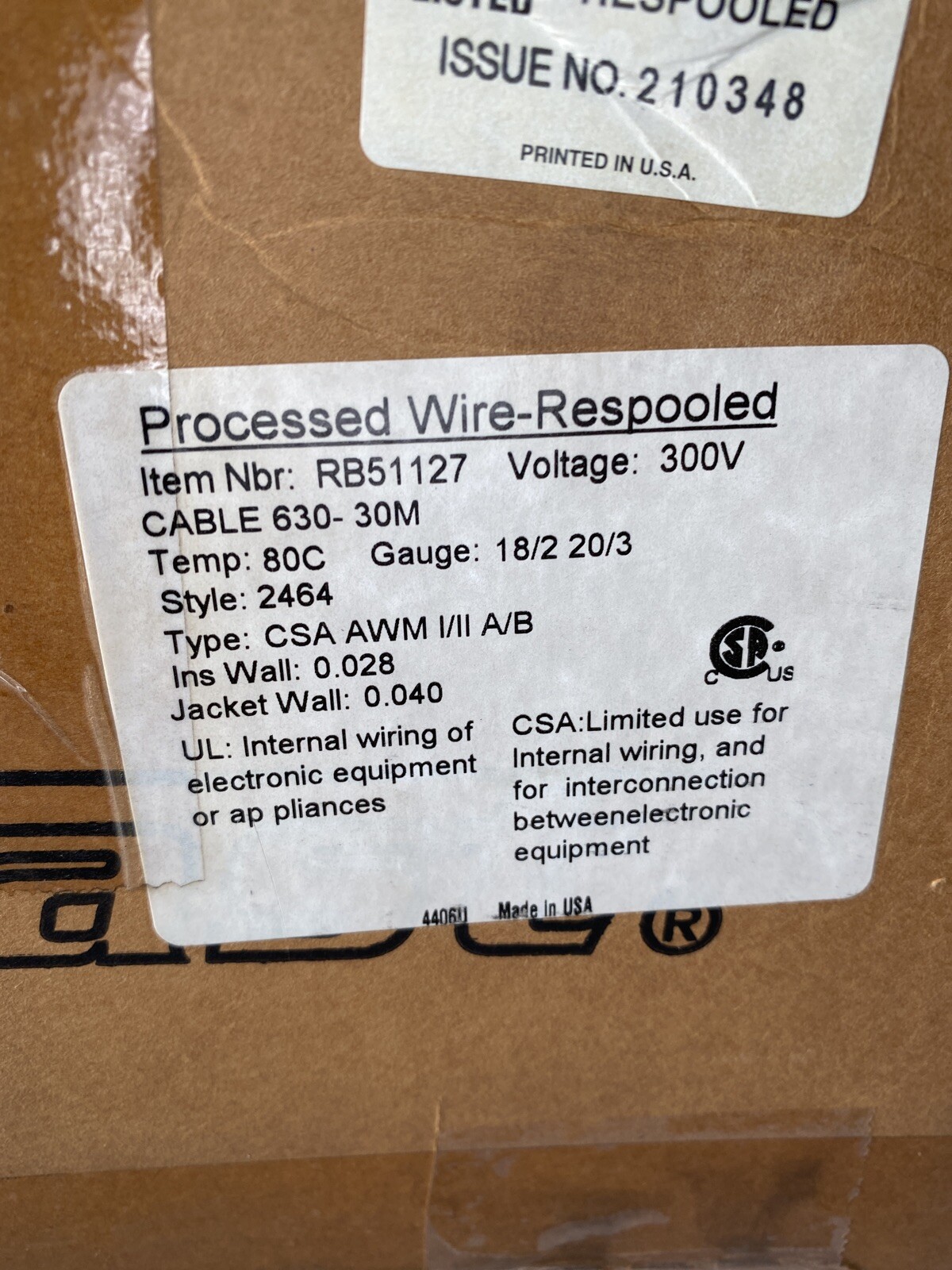 New Turck CABLE 630-30M 300v Gauge: 18/2 20/3 RB51127