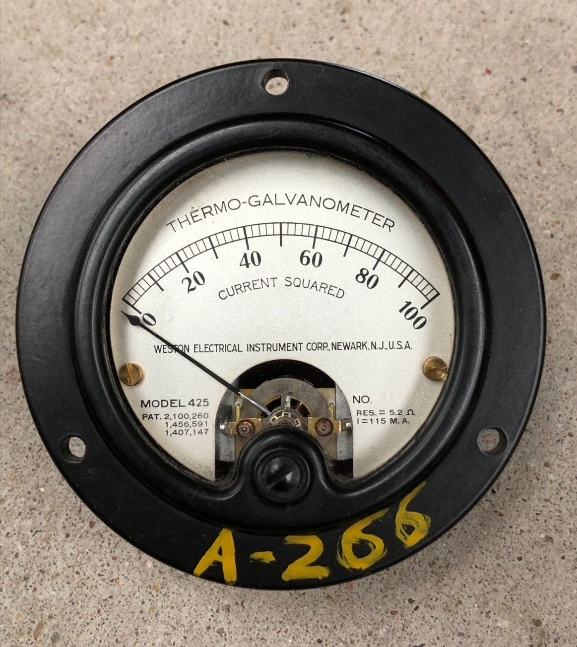 Weston Model 425 Thermo Galvanometer Meter 0-100 Current Squared