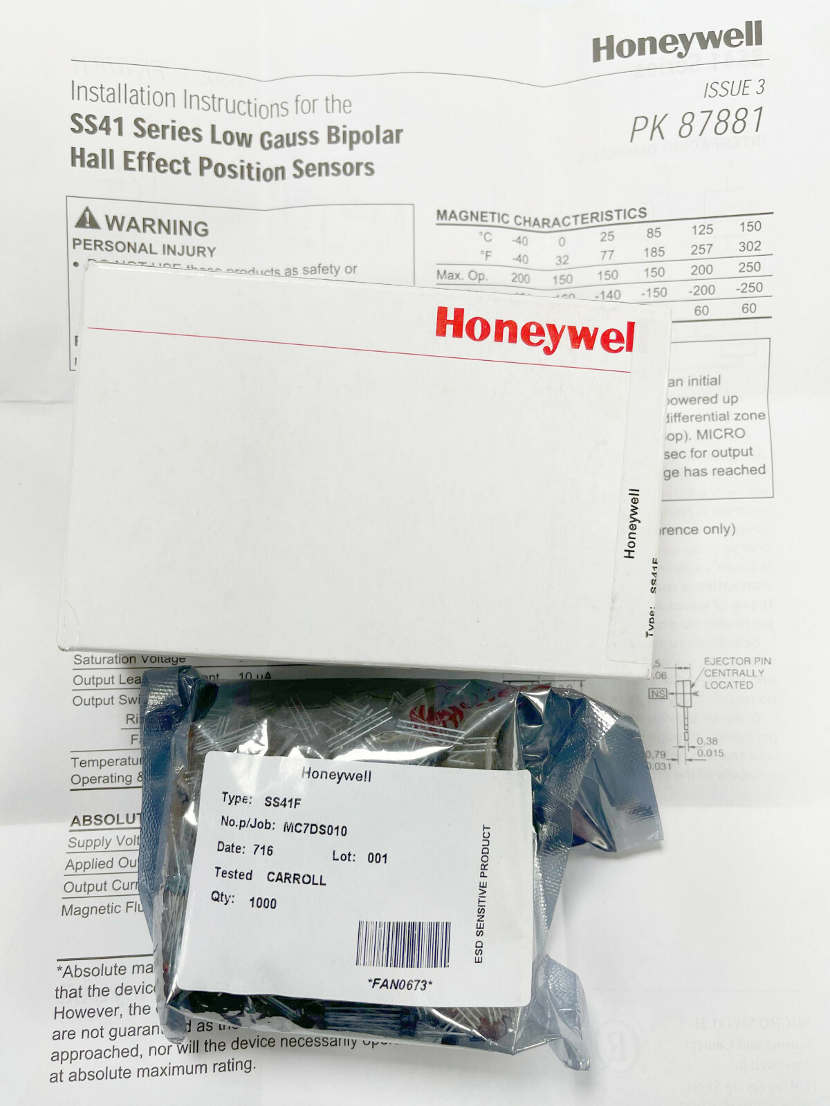 10PCS SS41F SS41 41F Honeywell Hall Effect Sensors TO-92S 100% new and original