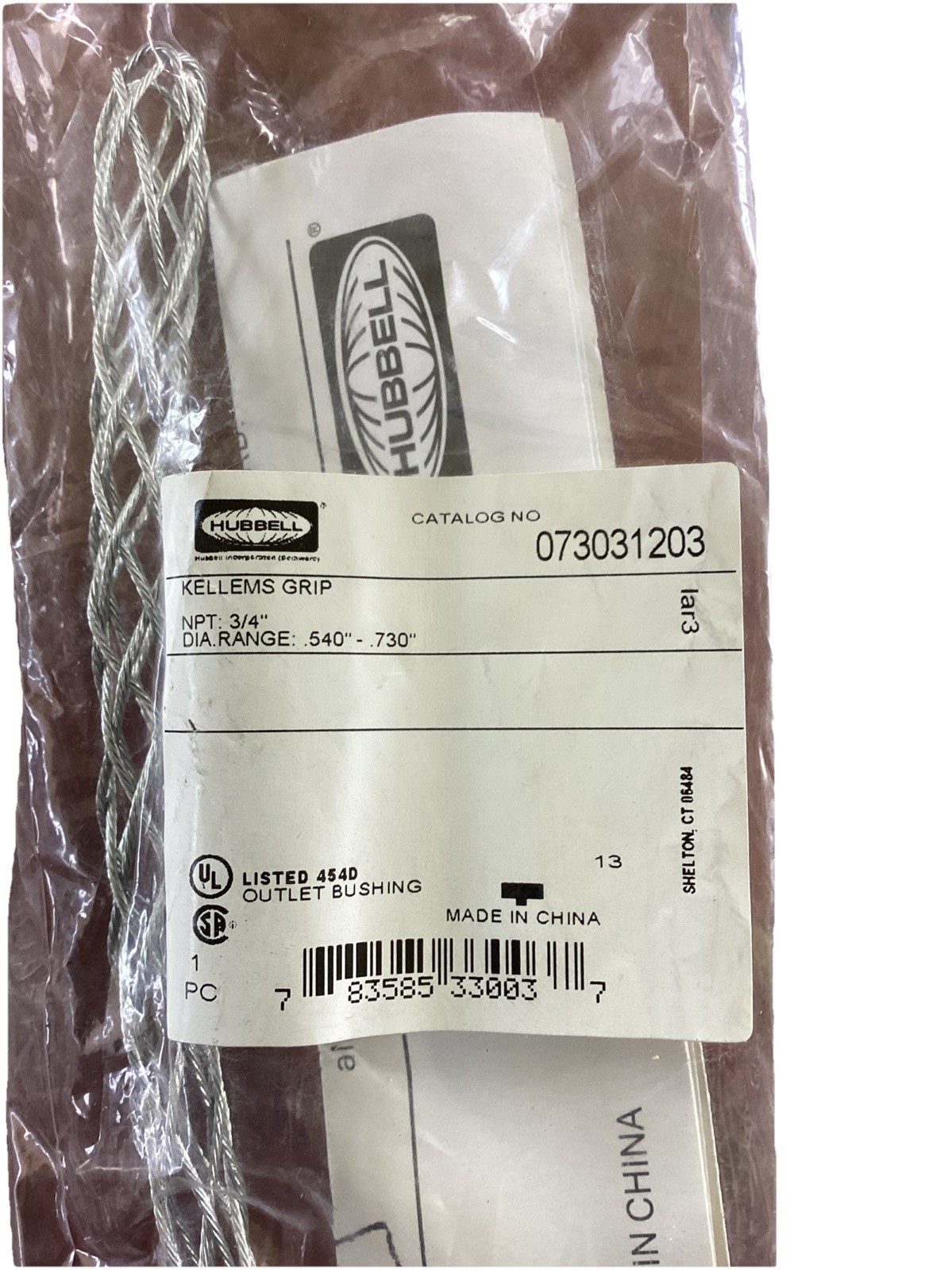 Hubble Kellems Grip Cat Num 073031203 Lot Of (5) 3/4 NPT range .540-.730