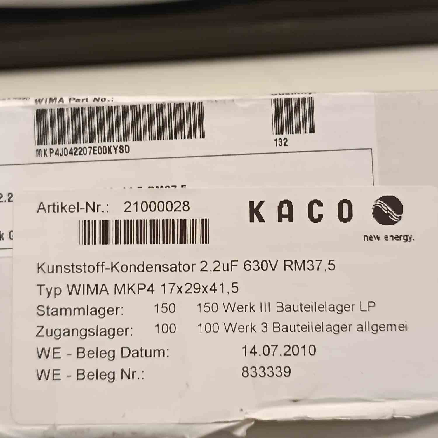 MKP4J042207E00MYSD 2.2UF 630v 37.5mm CAPACITOR (3 PCS)