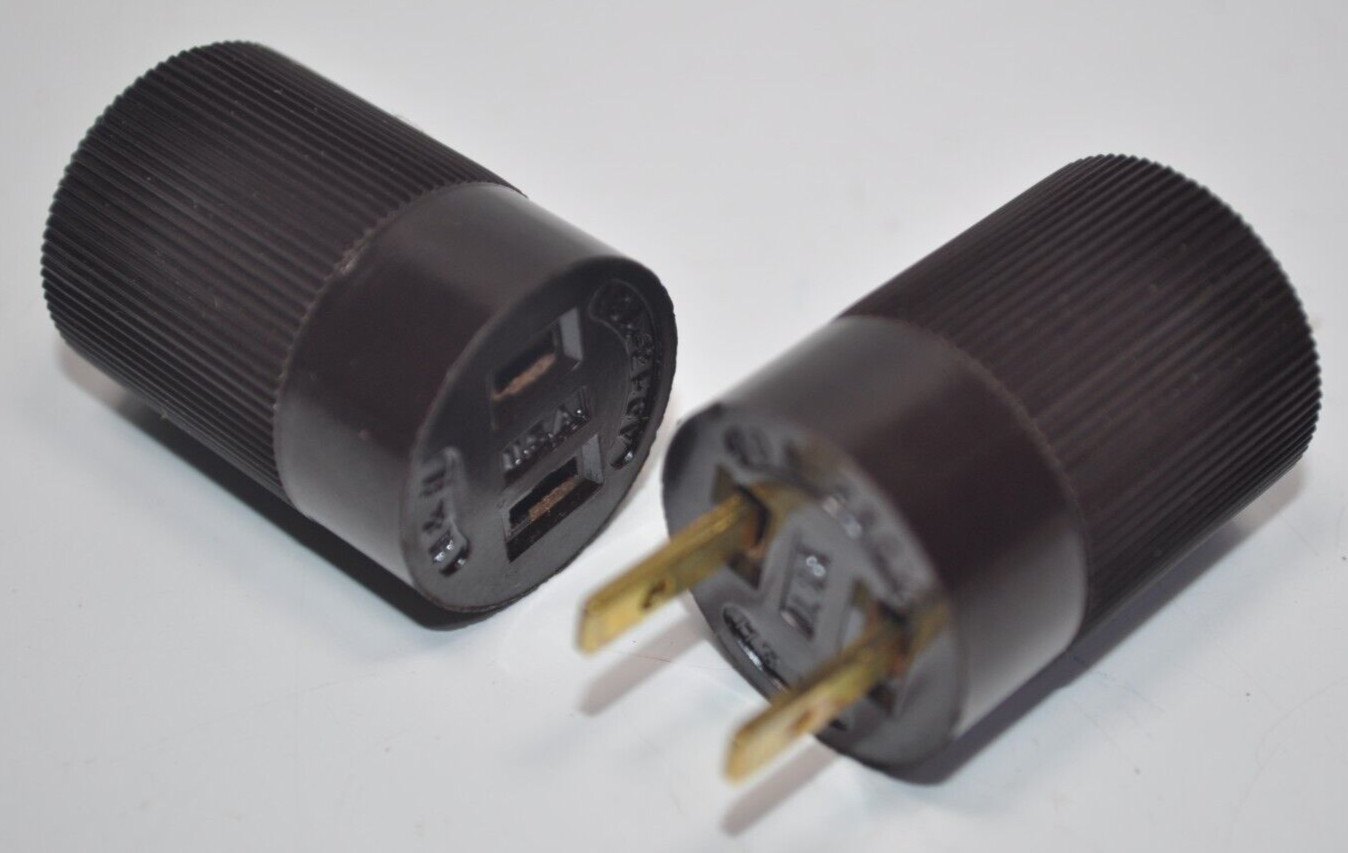 NOS H&H ARROW HART & HEGEMAN Bakelite 2-Prong Connector Set Male/Female 10A 250V