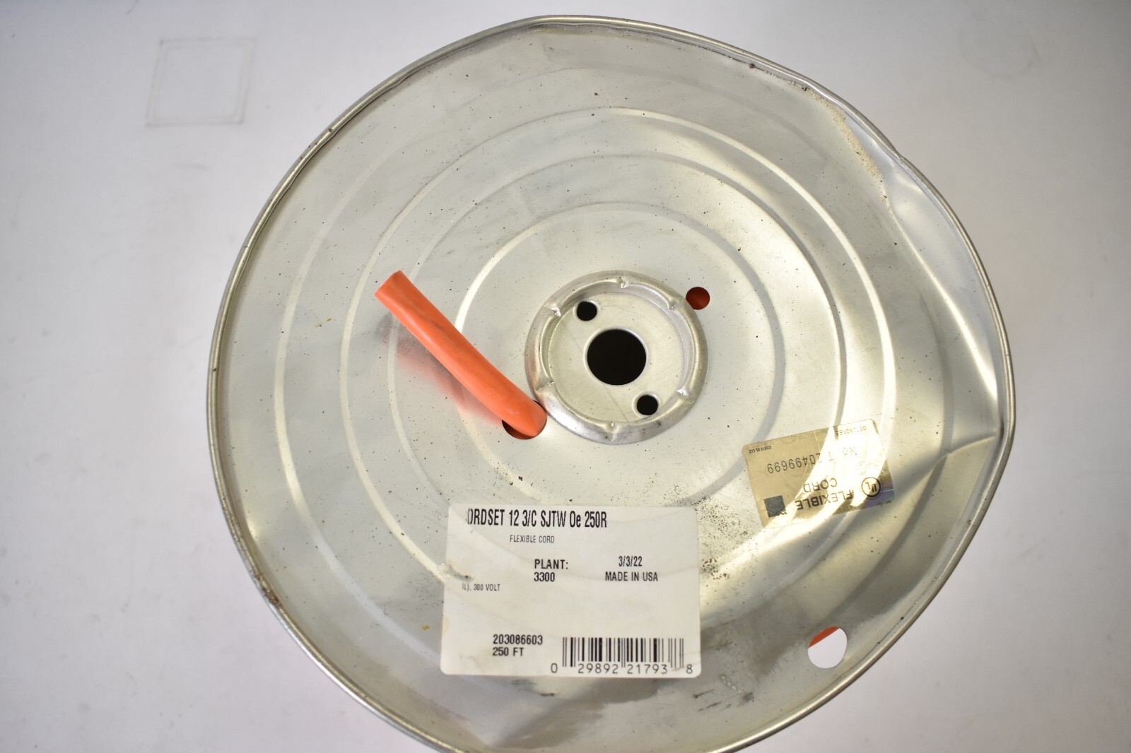 CCI Flexible Electrical Cord 12 AWG Orange Vinyl Sheath SJTW 12 3/C Oe 250R 250′
